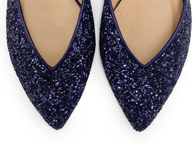 Ballerine aperte in glitter blu