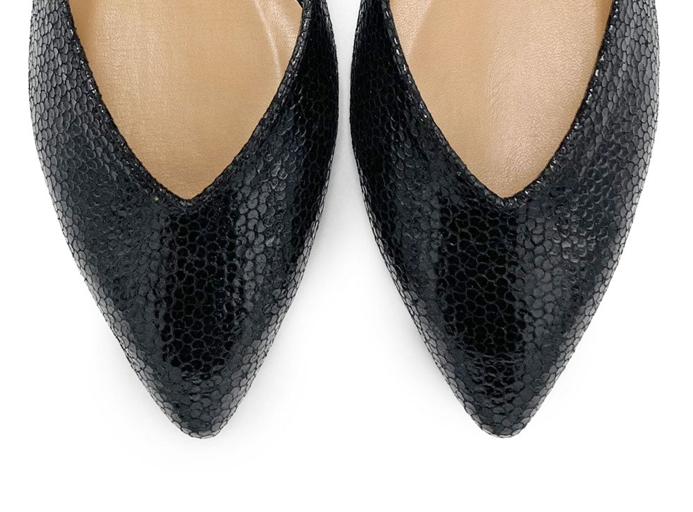 Ballerine aperte laminate nere