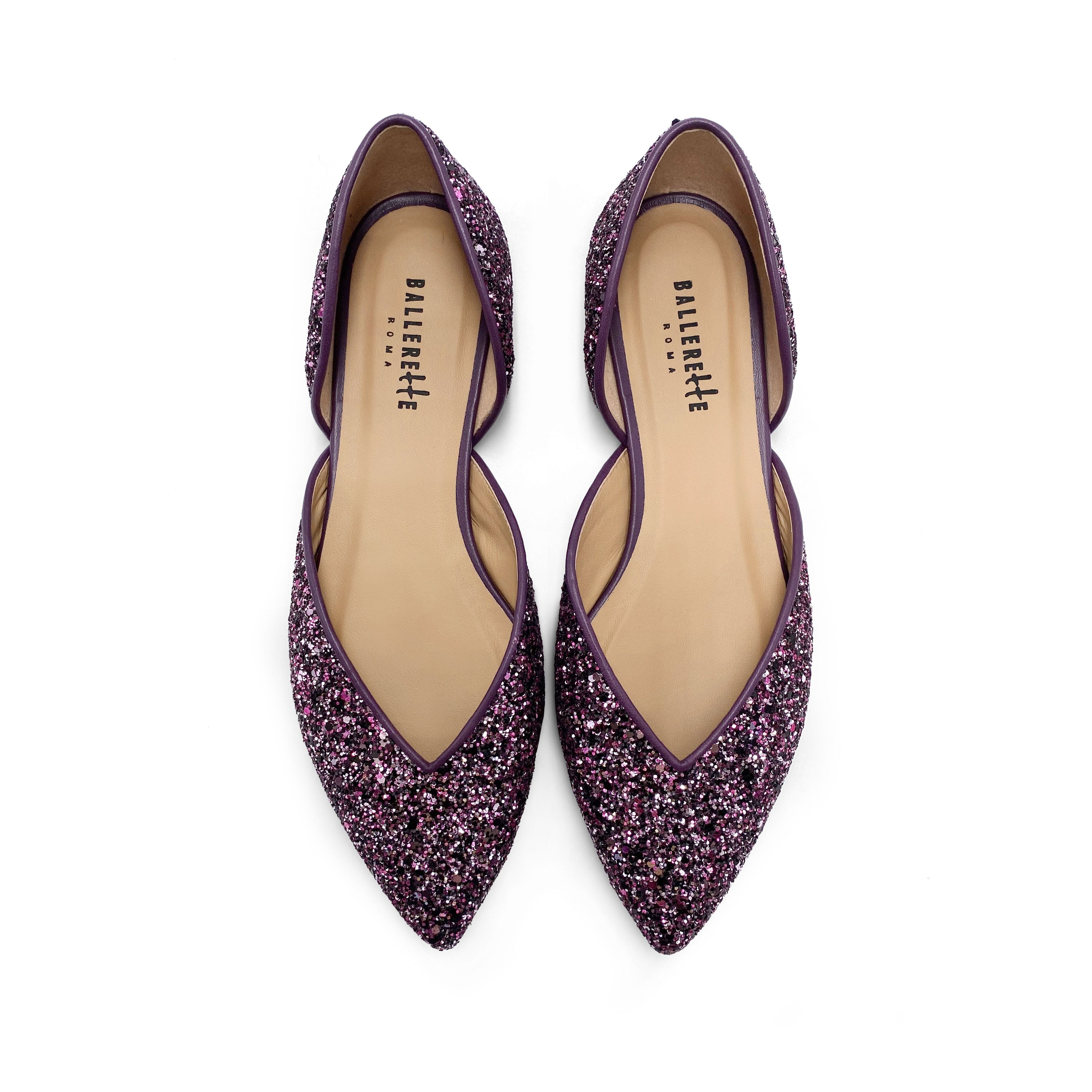 Ballerine aperte in glitter lilla