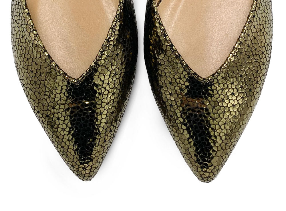 Ballerine aperte laminate bronzo