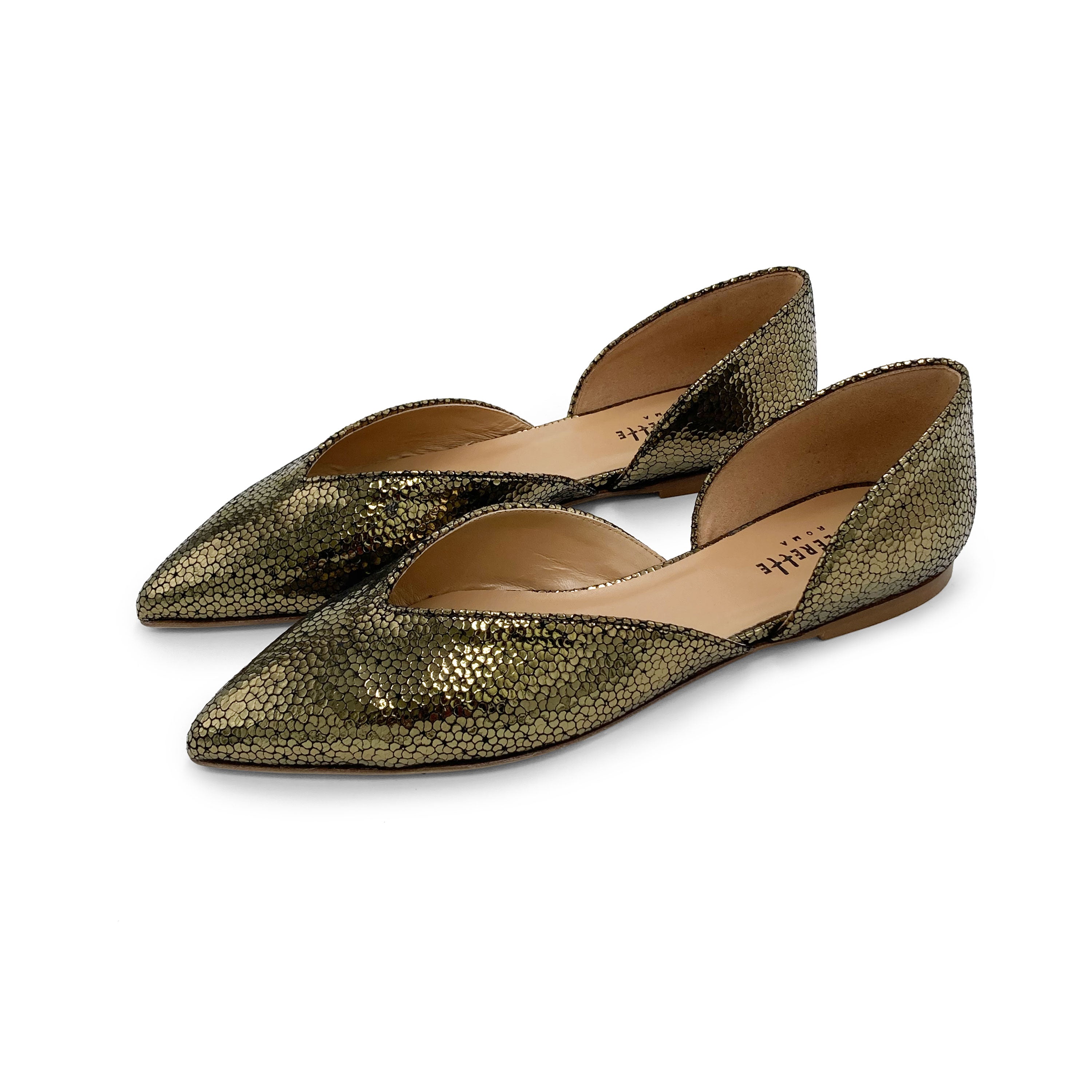 Ballerine aperte laminate bronzo