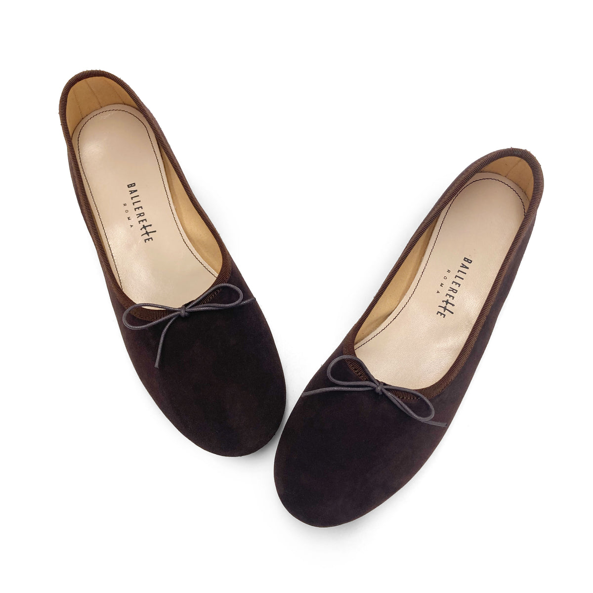 Dunkelbraune Damen "Glove" Ballerinas aus Wildleder
