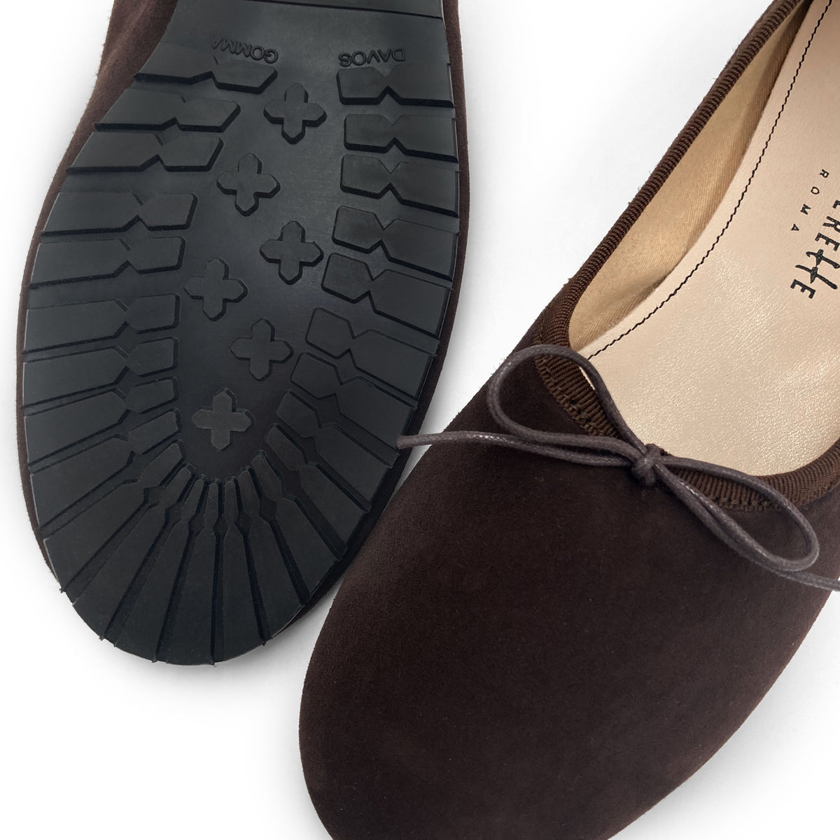 Dunkelbraune Damen "Glove" Ballerinas aus Wildleder
