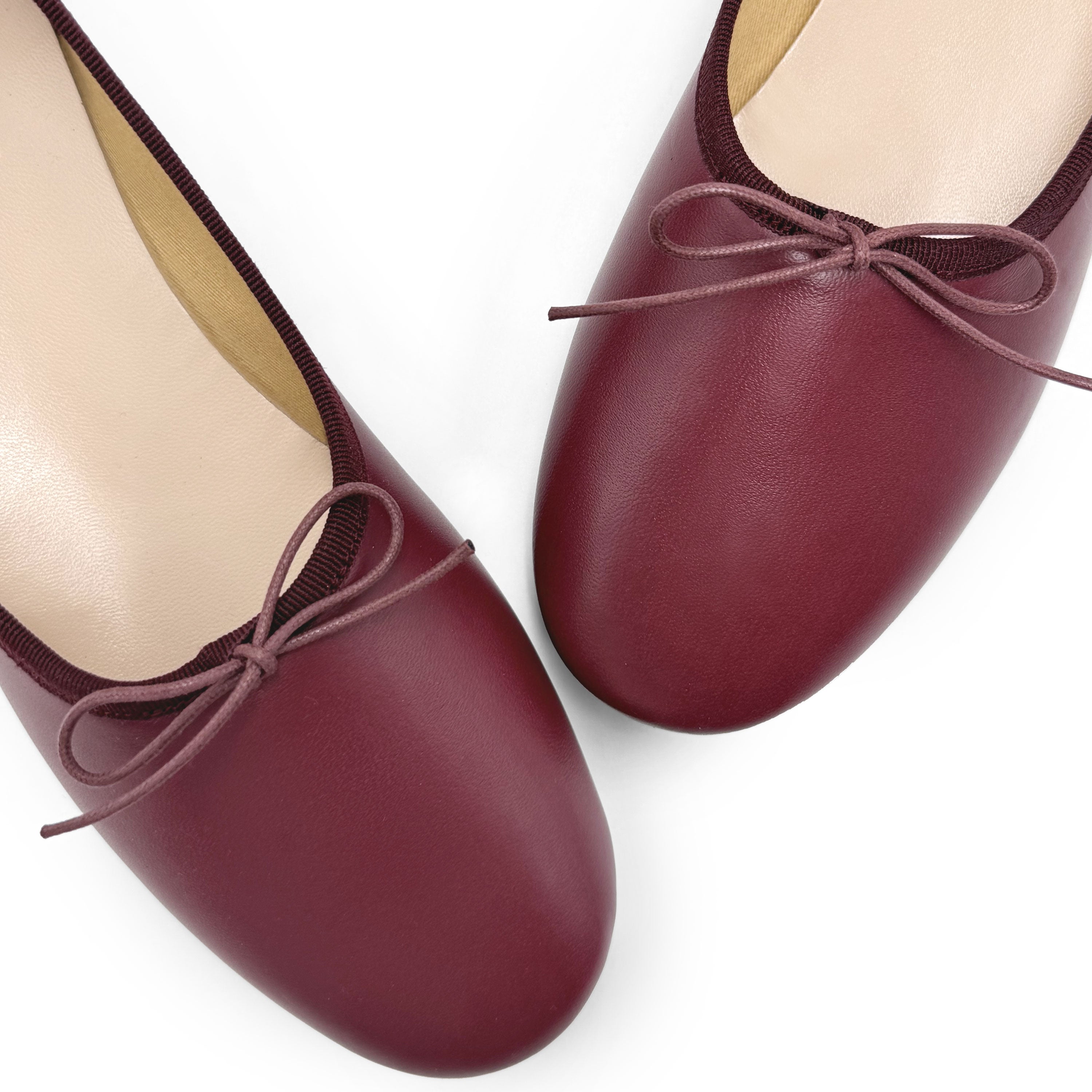 Burgunderrote Leder 'Glove' Ballerinas