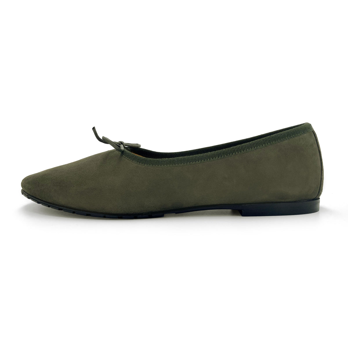 Ballerines "à gants" femme vert olive en daim