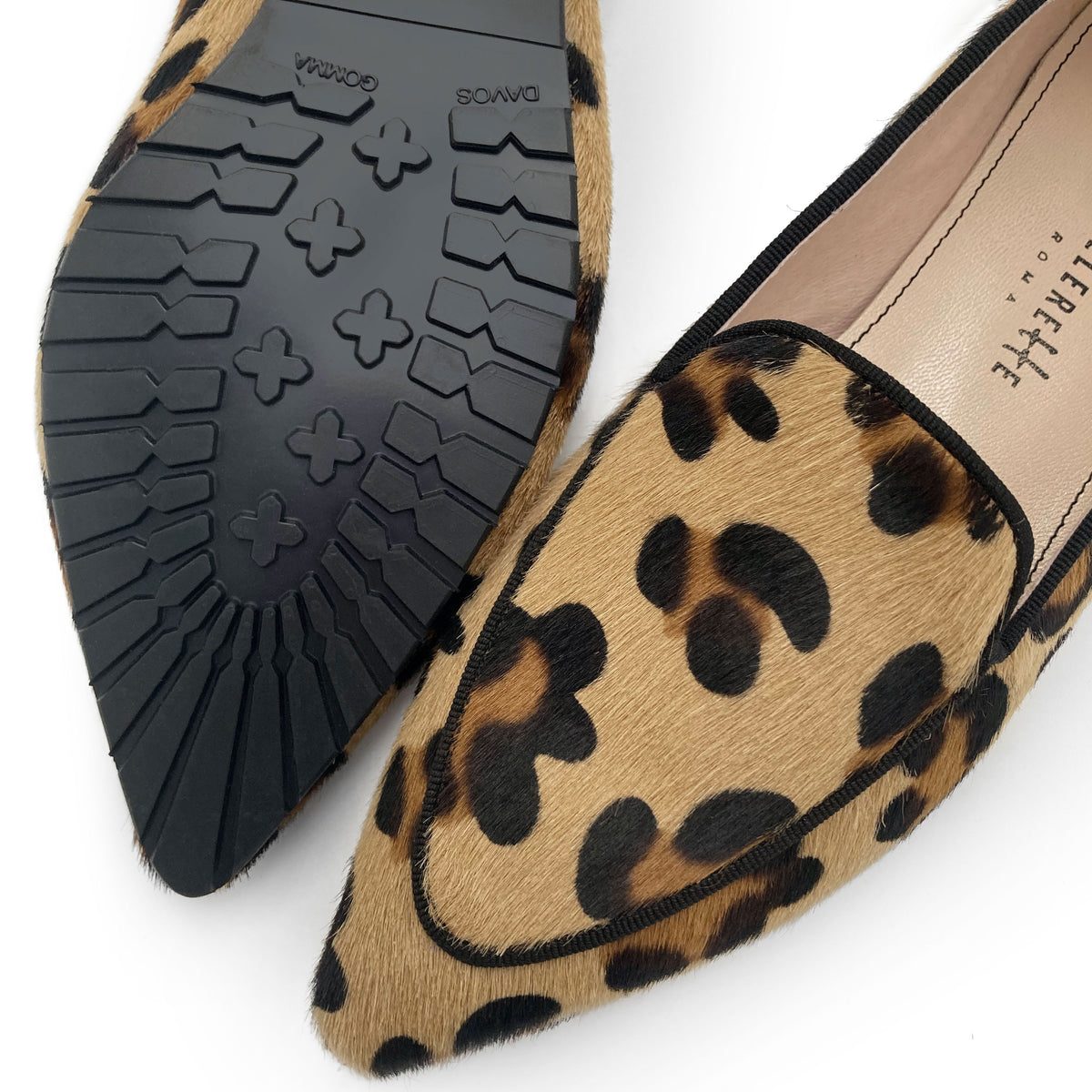 Mocassins élégants pour femme en cuir pony à motif animalier