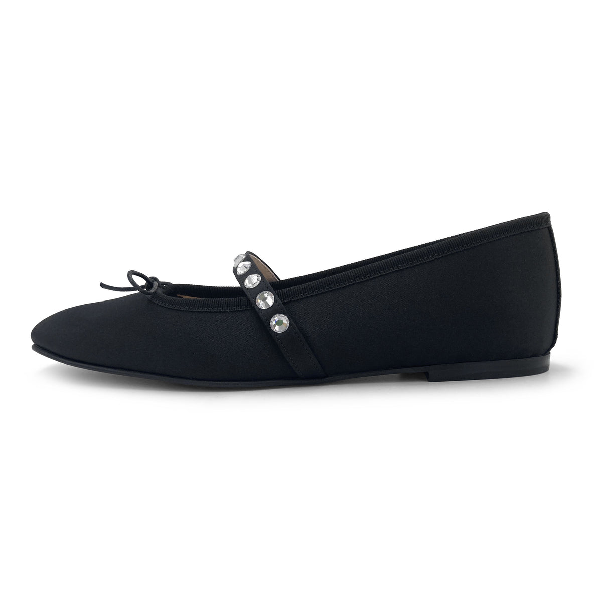 TT Go Green Collection - ballerines Mary Jane en satin eco noir avec bride bijou