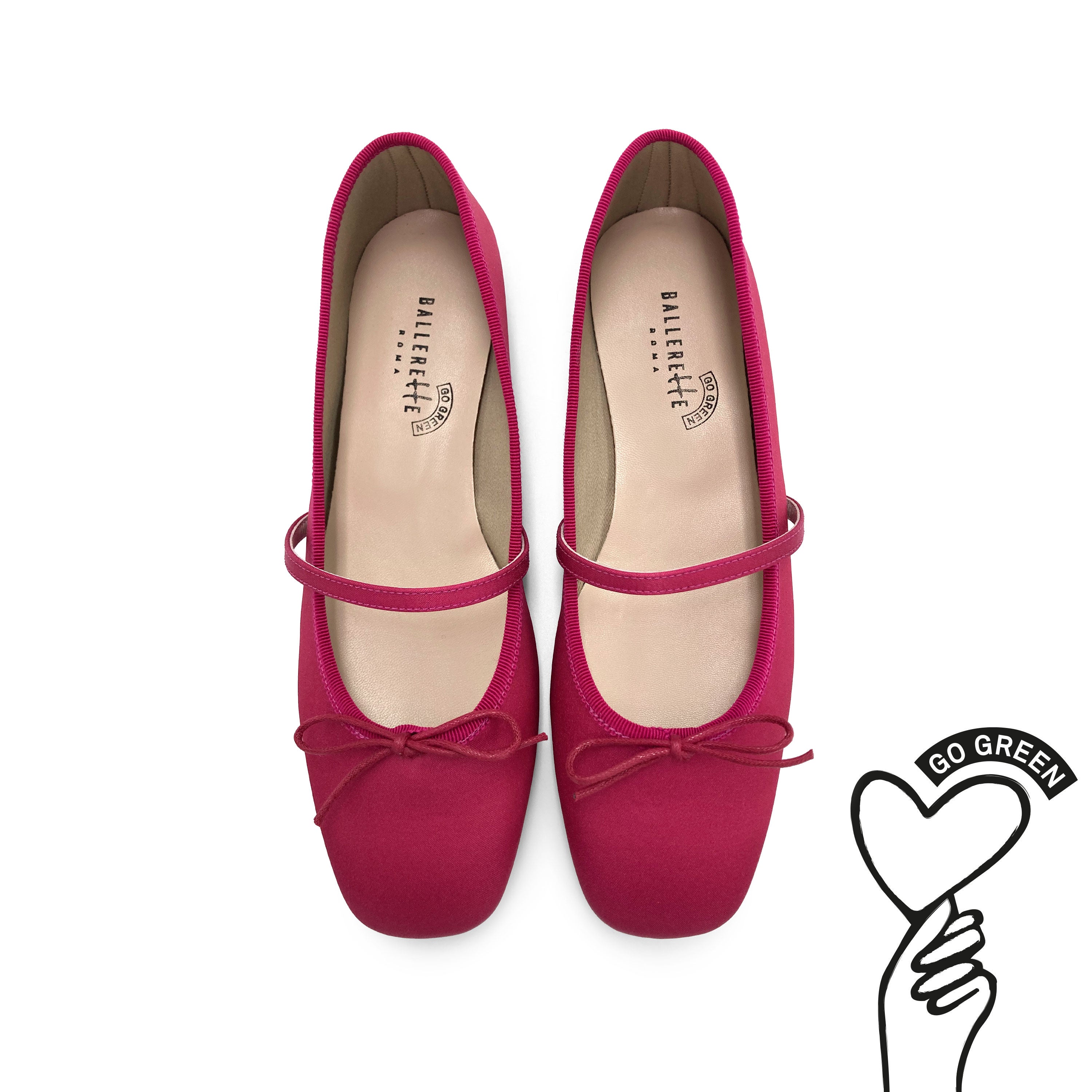 TT Go Green Collection - Ballerine Mary Jane fucsia in raso eco