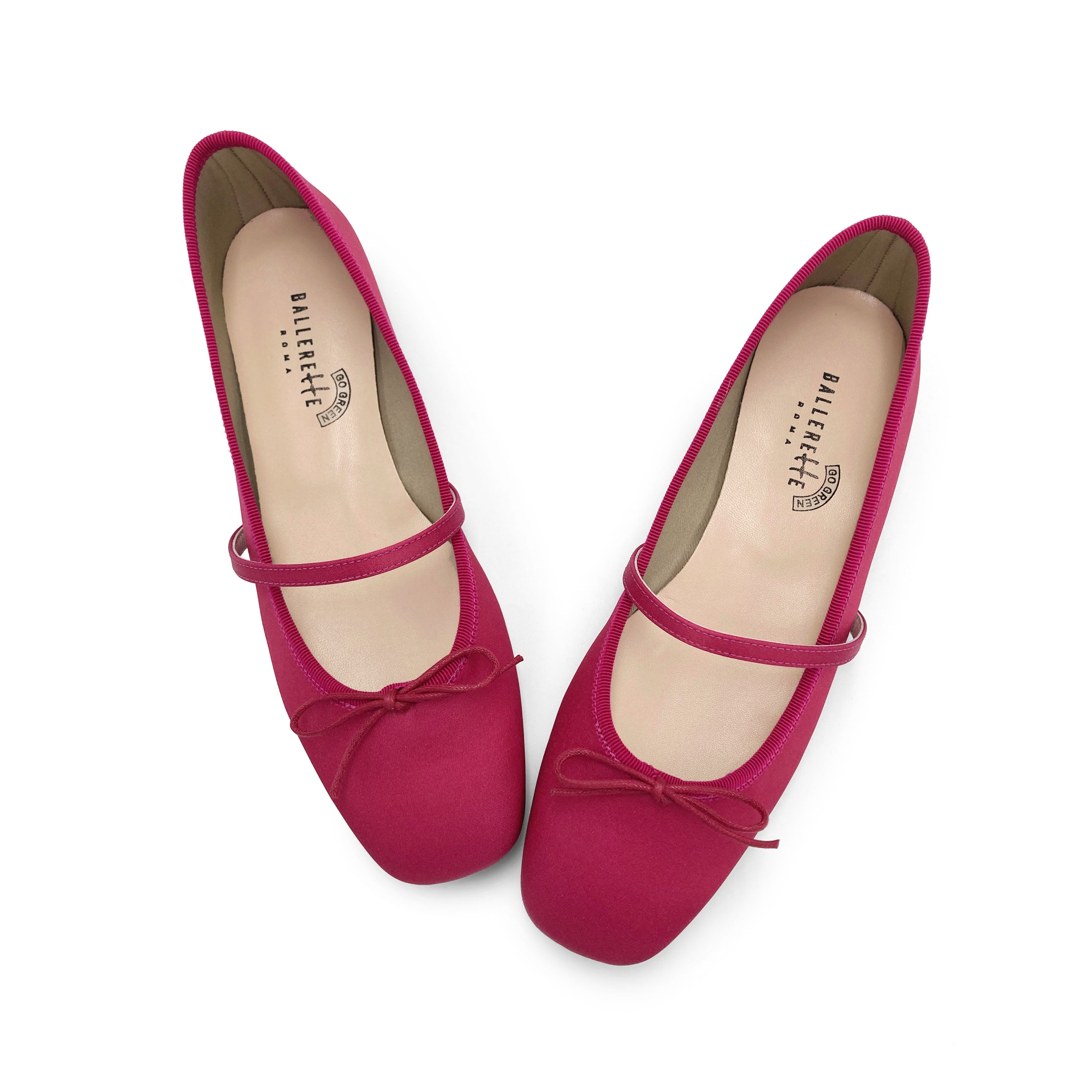 TT Go Green Collection - Ballerine Mary Jane fucsia in raso eco