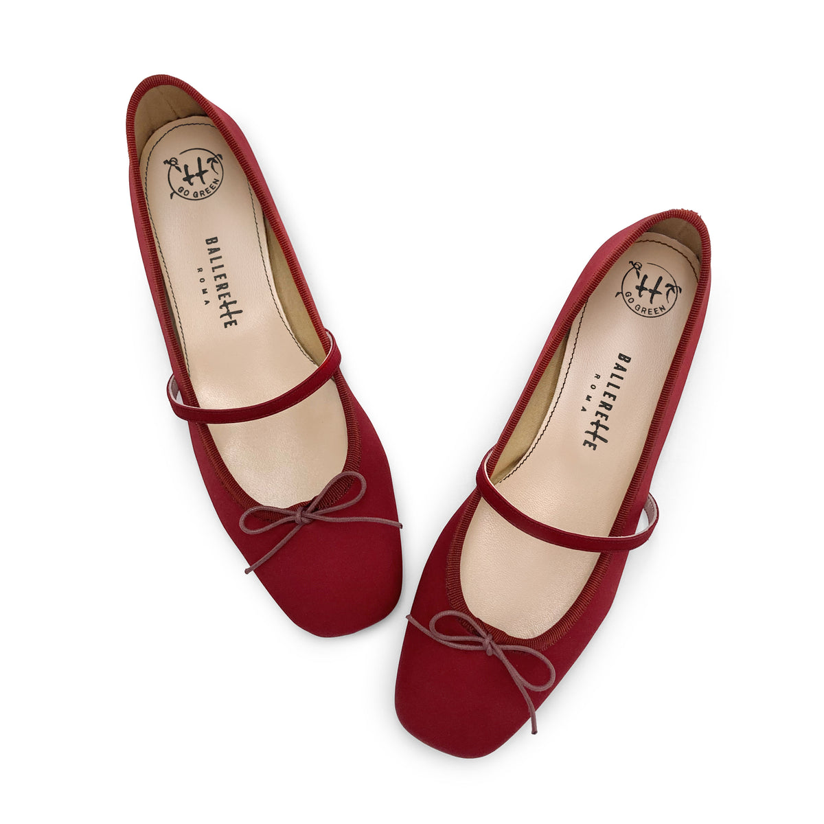 TT Go Green Collection - ballerines Mary Jane en satin eco rouge