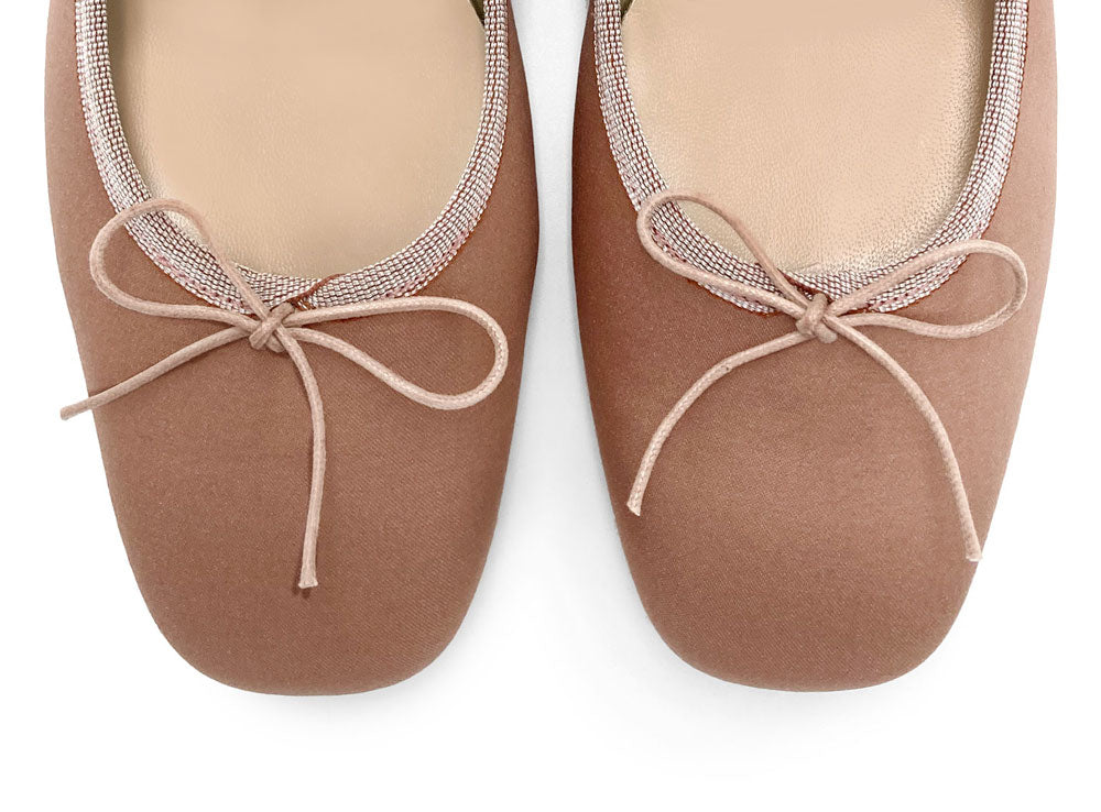 TT GO GREEN Collection - Ballerines Mary Jane en satin ECO rose antique