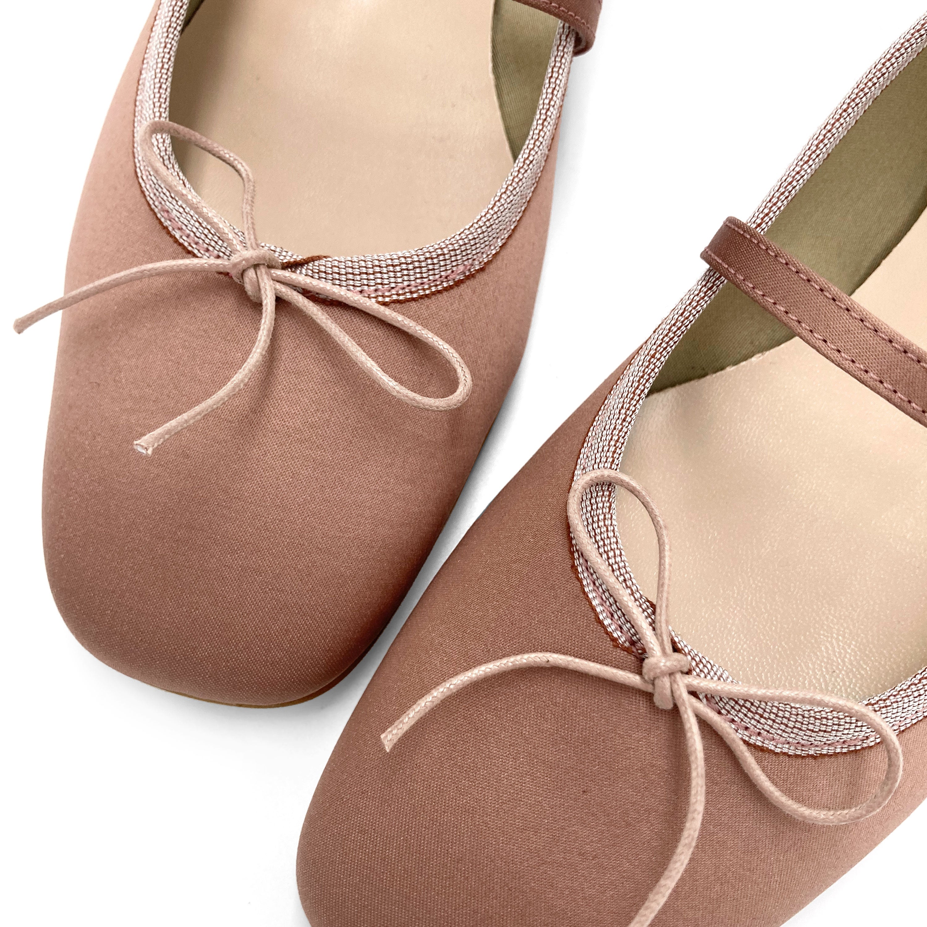 TT GO GREEN Collection - Ballerine Mary Jane rosa antico in raso ECO
