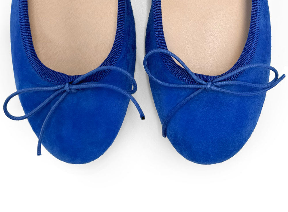 Royal blue suede medium heel ballet flats