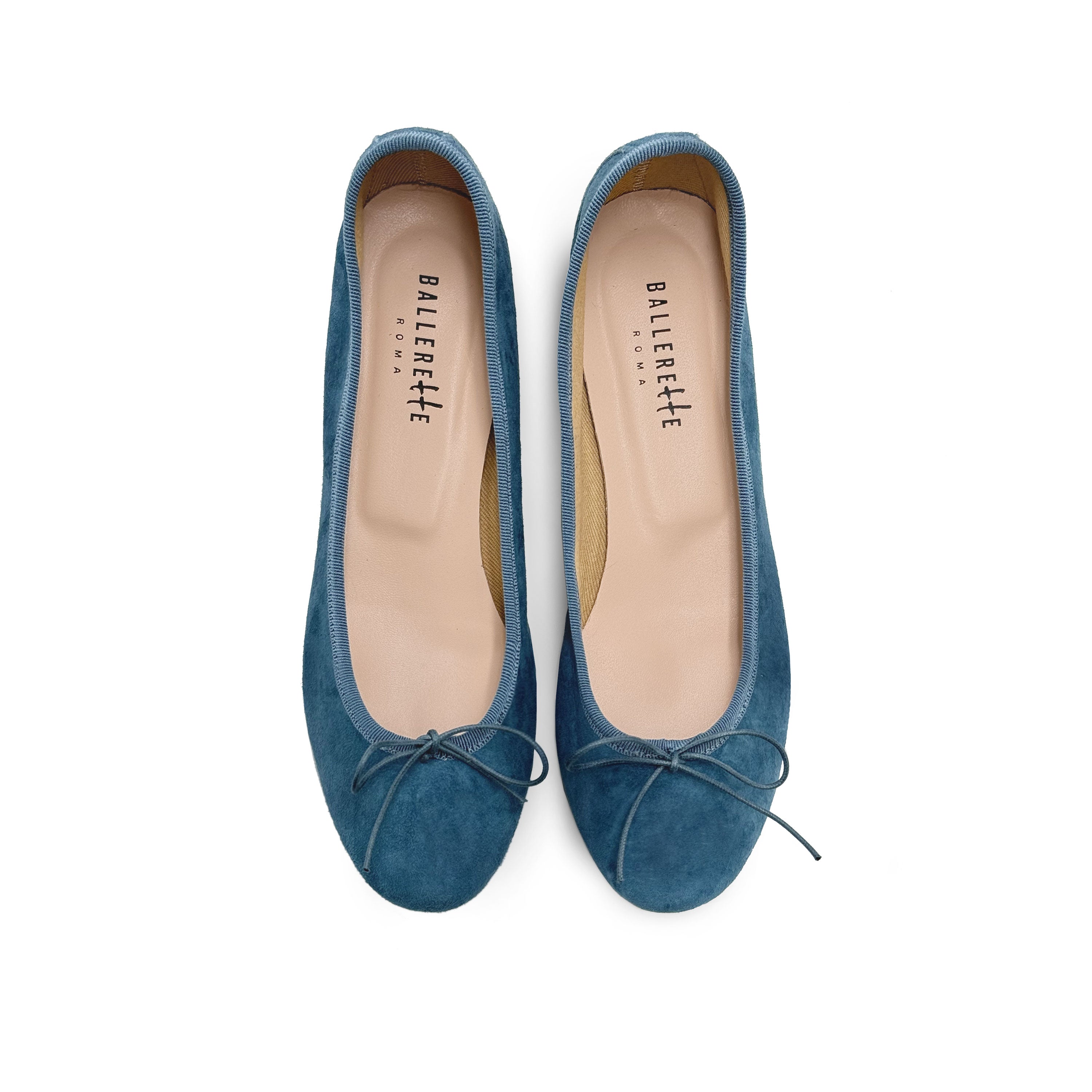 Ballerines en daim céruléen à talon