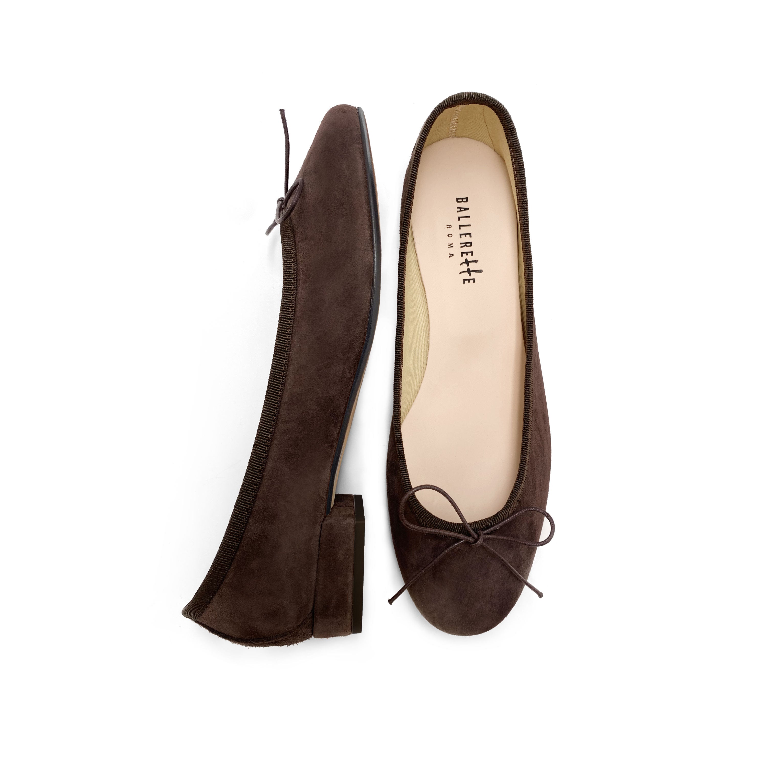 Ballerines en daim marron à talon