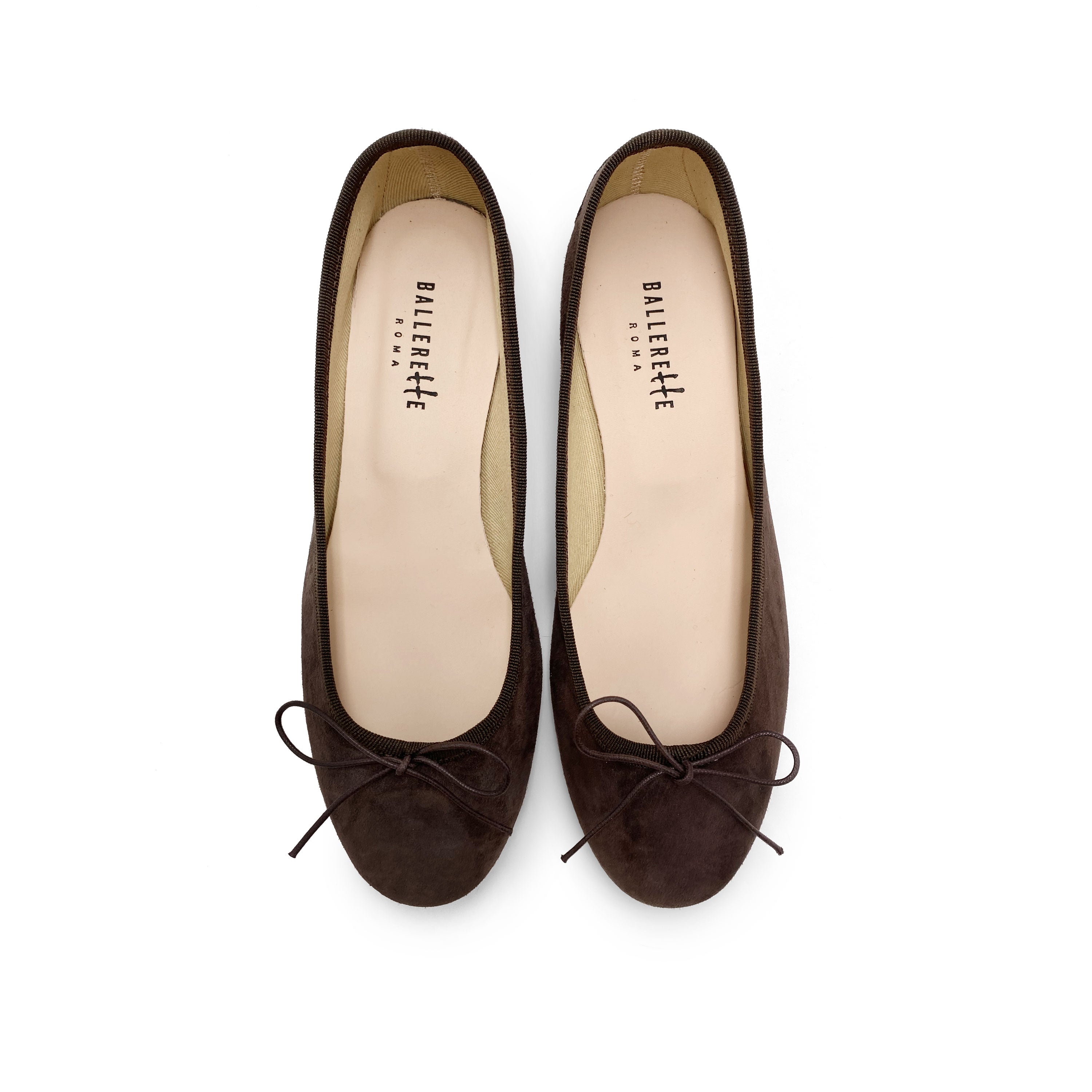 Ballerines en daim marron à talon