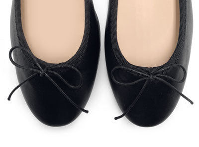 Black leather ballerinas with heel
