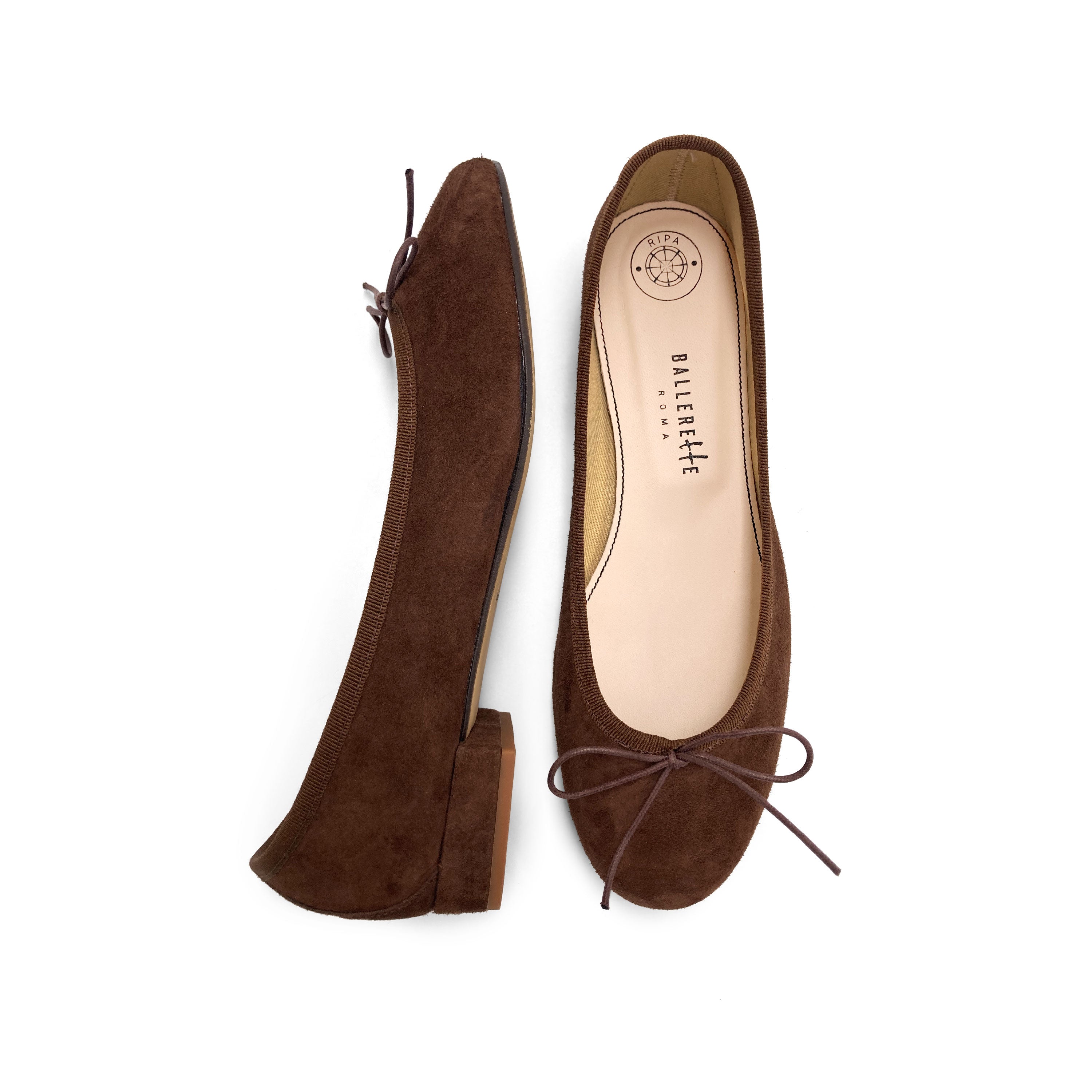 Ballerines en daim marron à talon