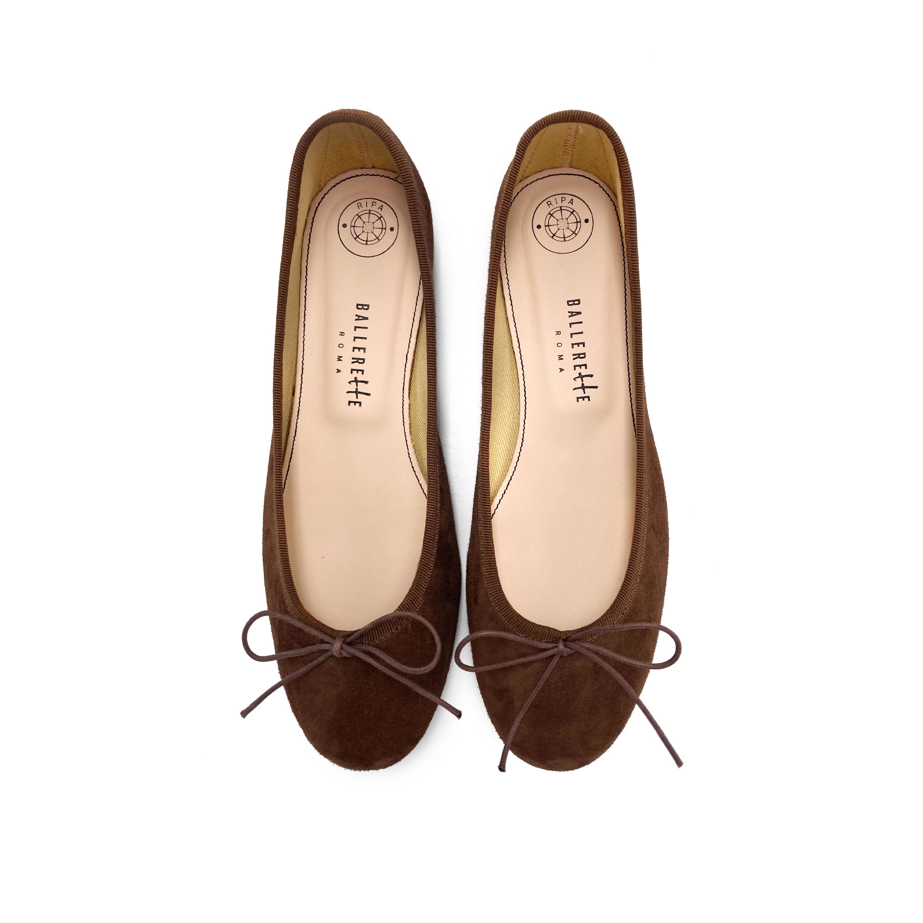 Ballerines en daim marron à talon