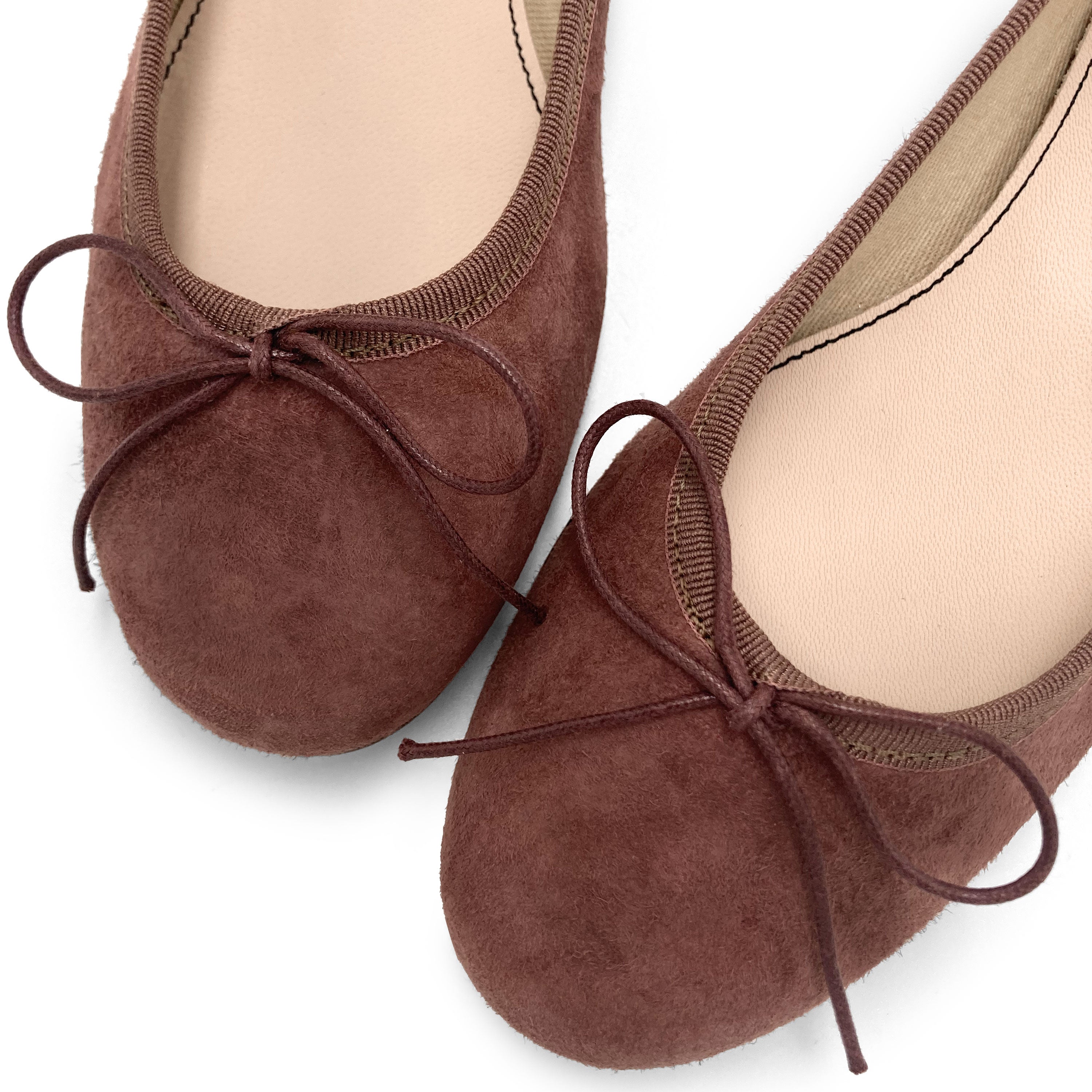 Wine suede medium heel ballet flats