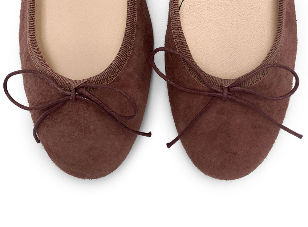 Wine suede medium heel ballet flats