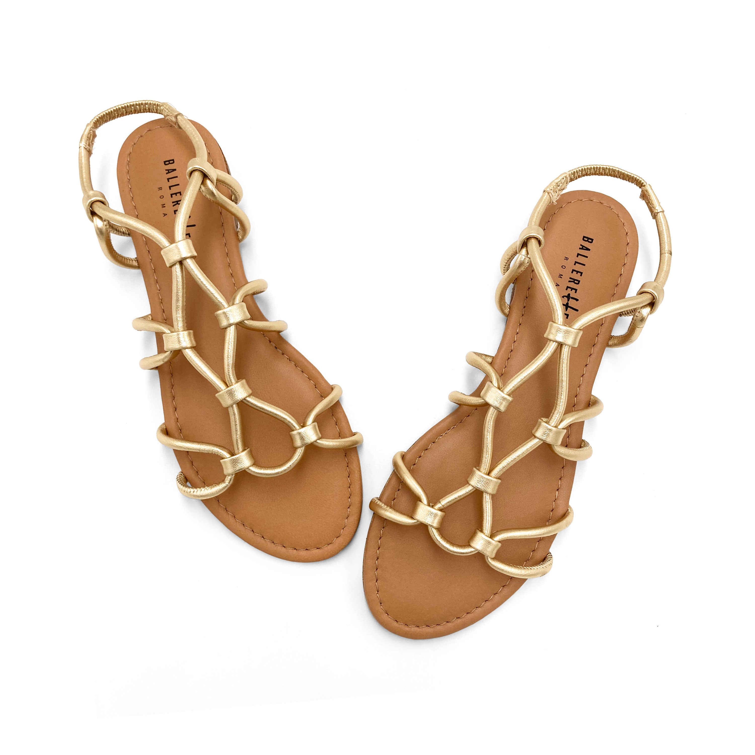 Sandalias romanas en piel oro