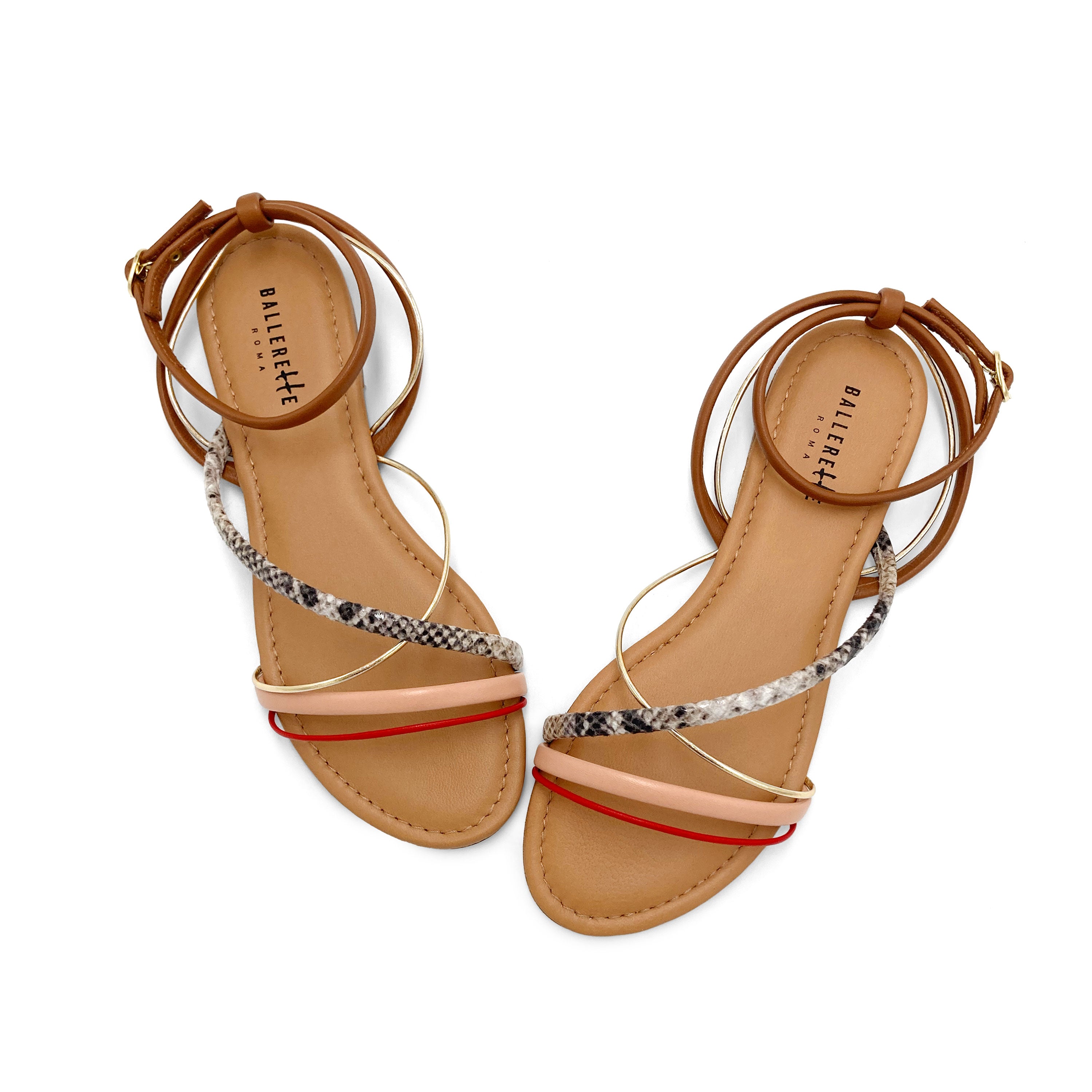 Sandalias de mujer en piel trenzadas multicolor