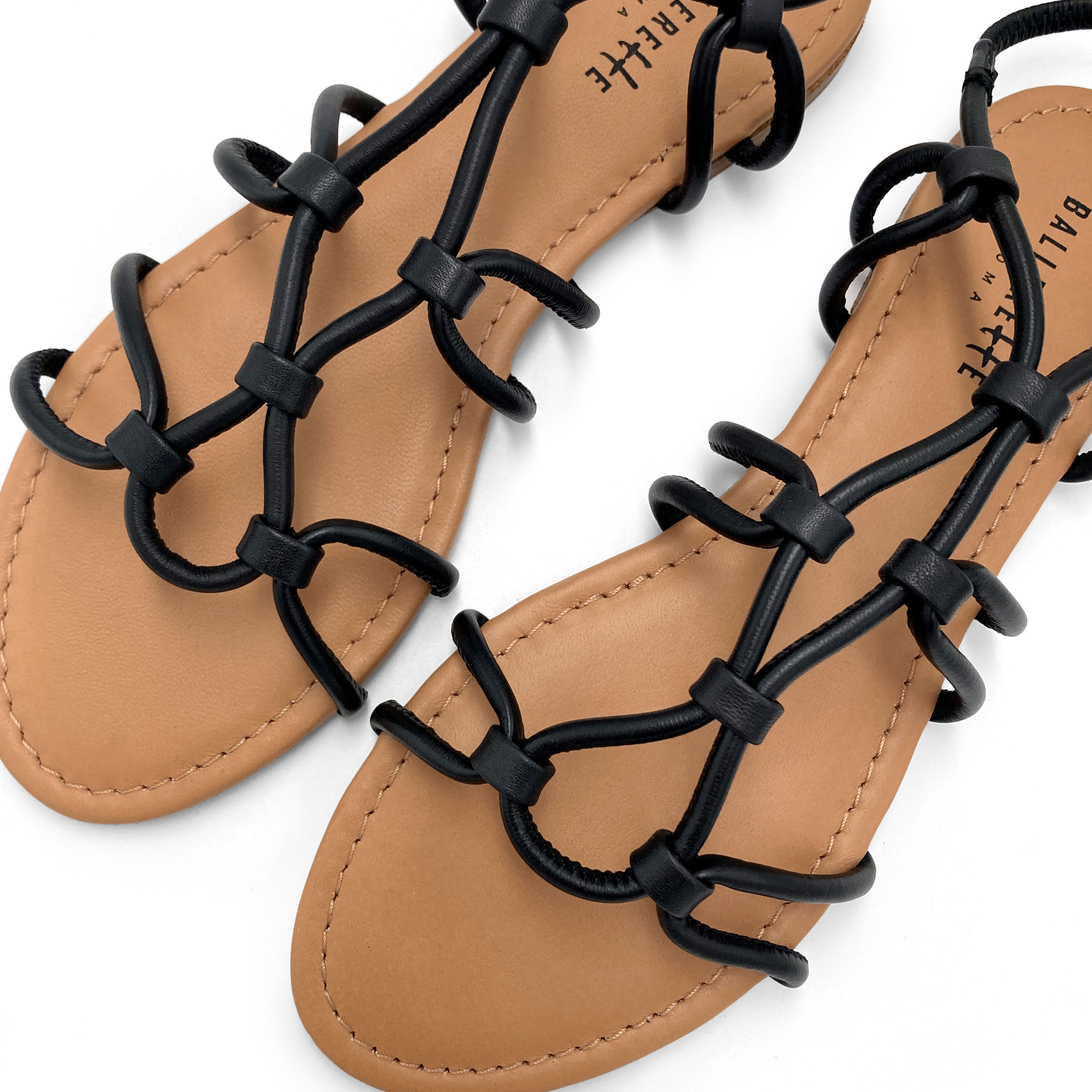 Sandales spartiates en cuir noir
