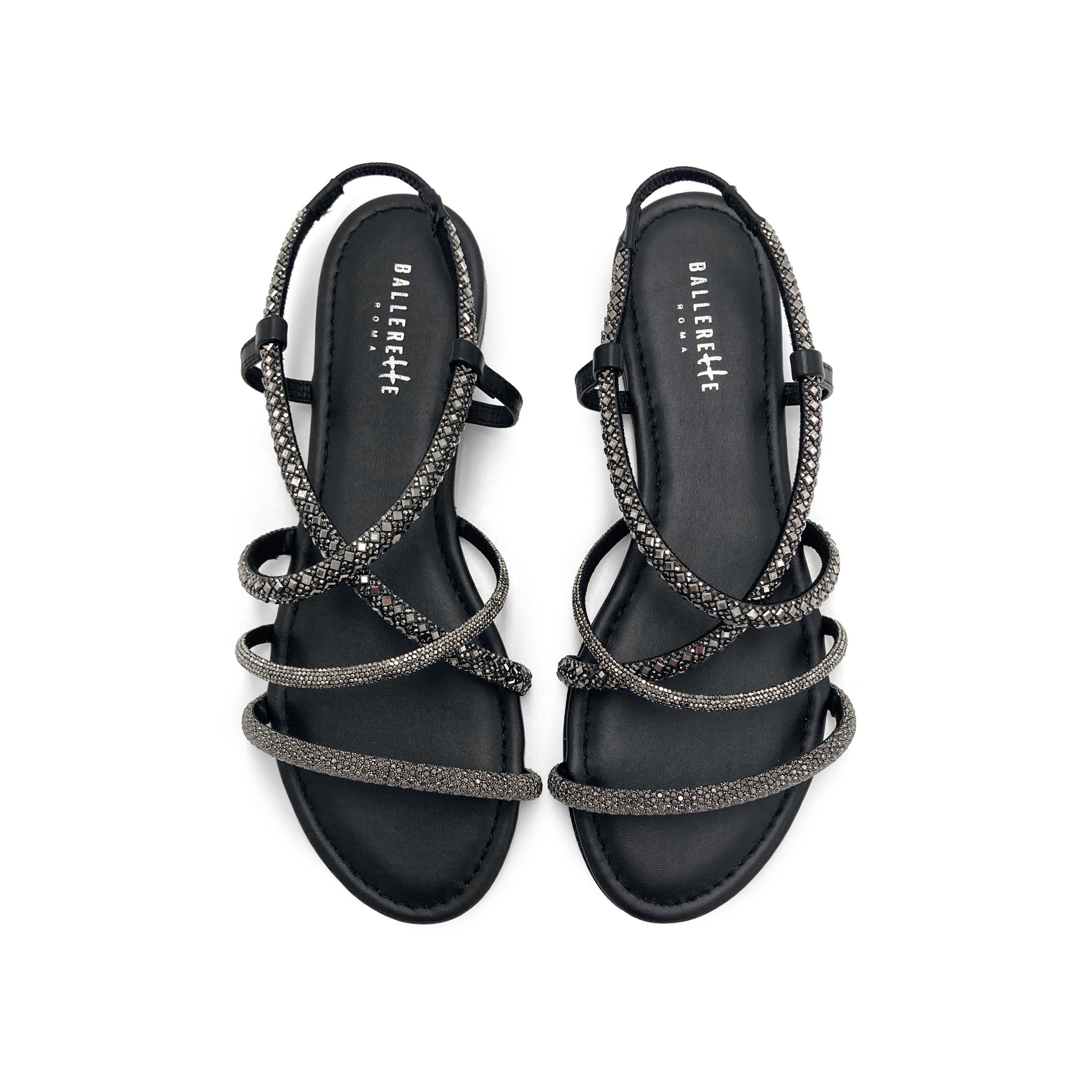 Sandalias de fiesta con tiras de estrás color hierro