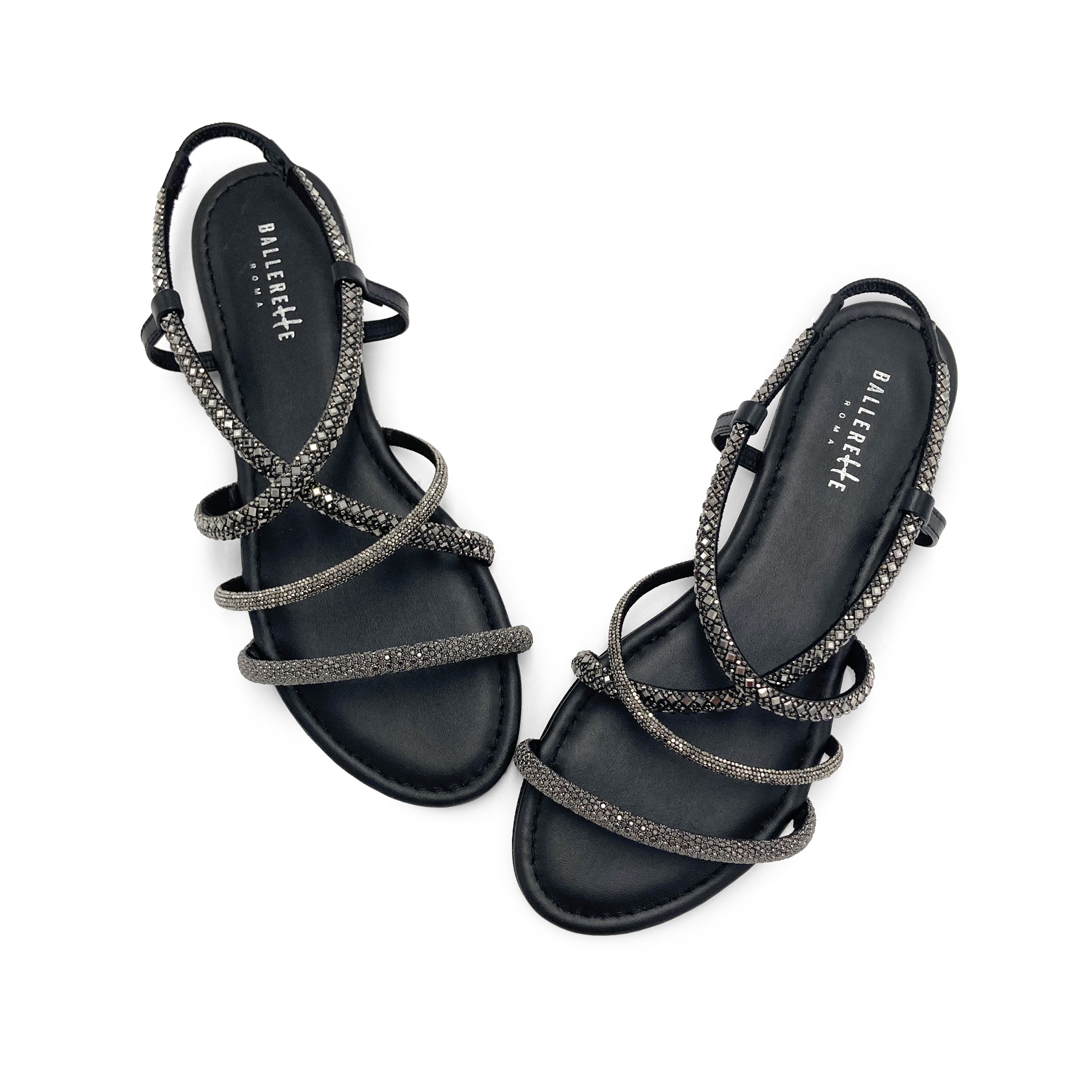 Sandalias de fiesta con tiras de estrás color hierro