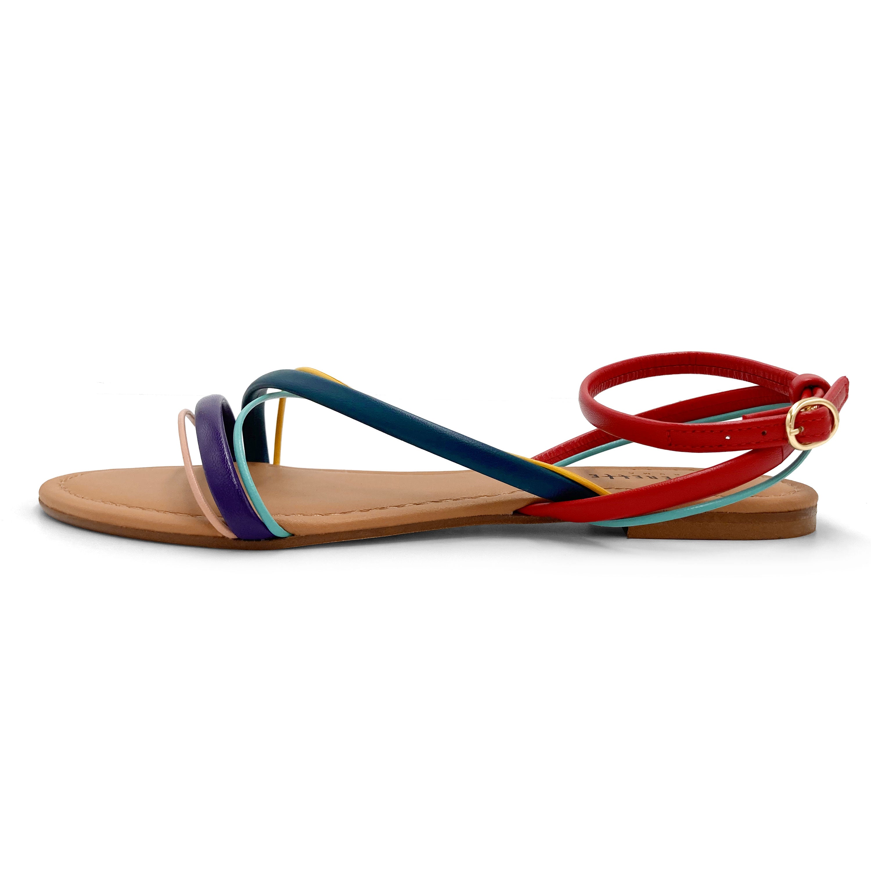 Sandales femme en cuir tressées colorées