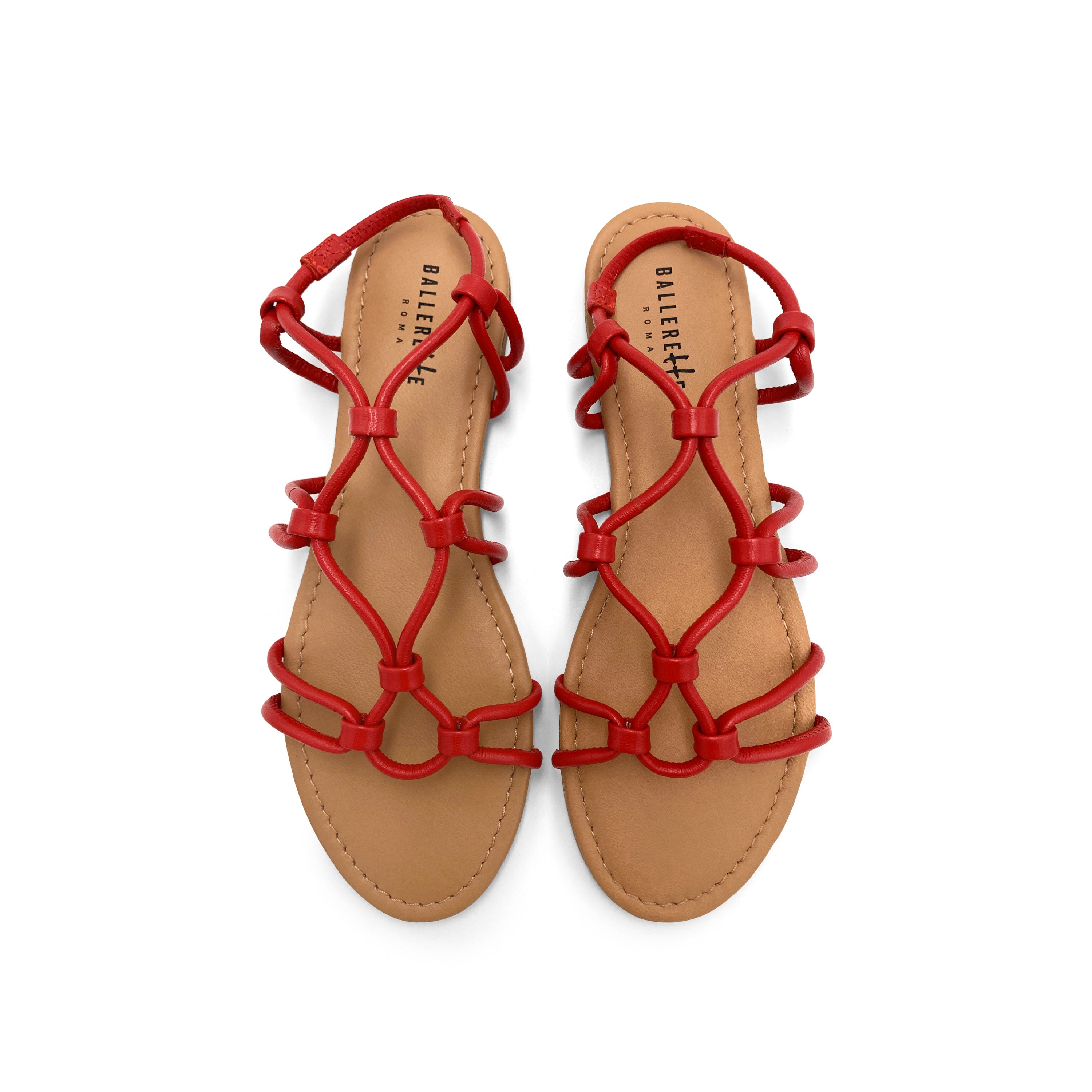 Sandalias romanas en piel roja