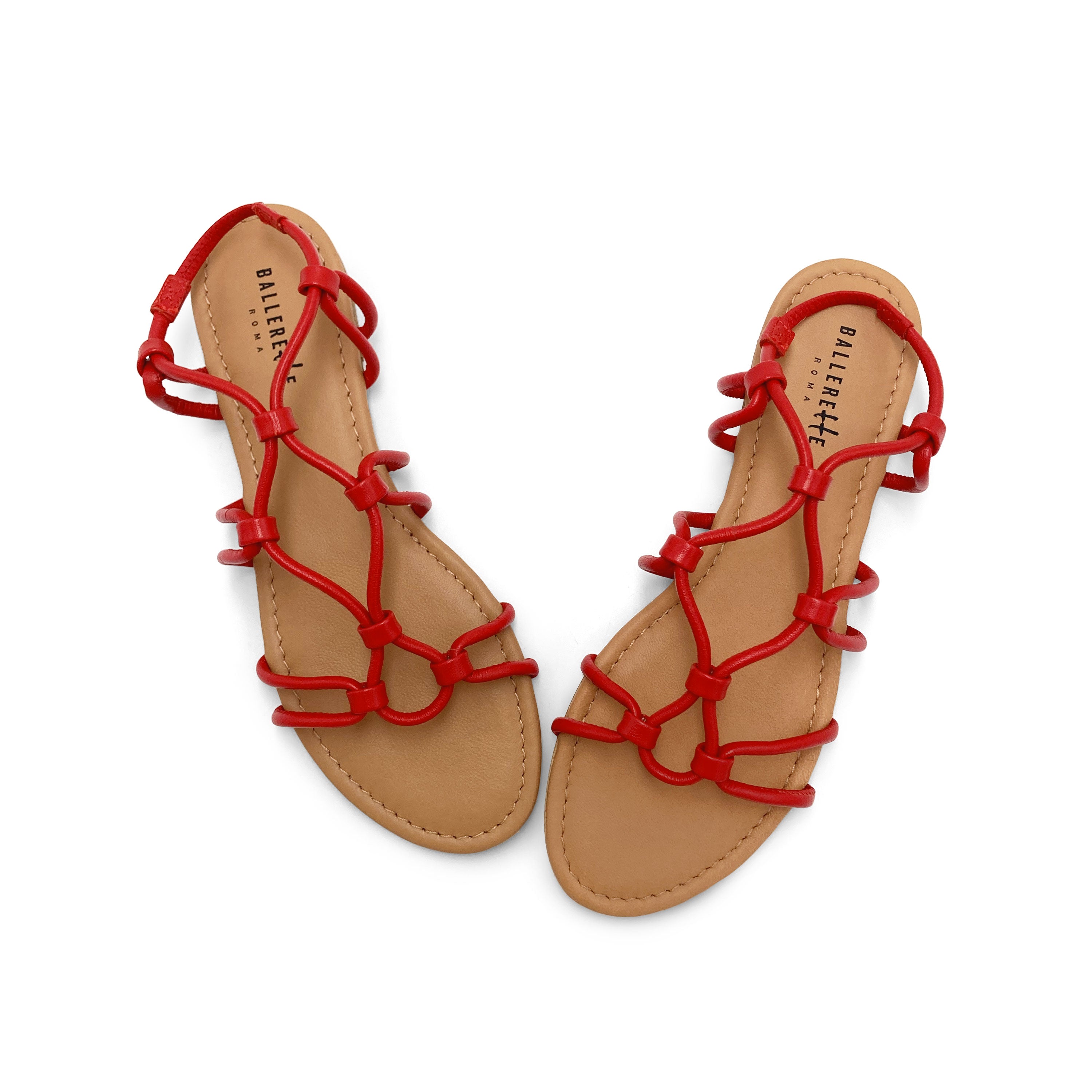 Sandalias romanas en piel roja