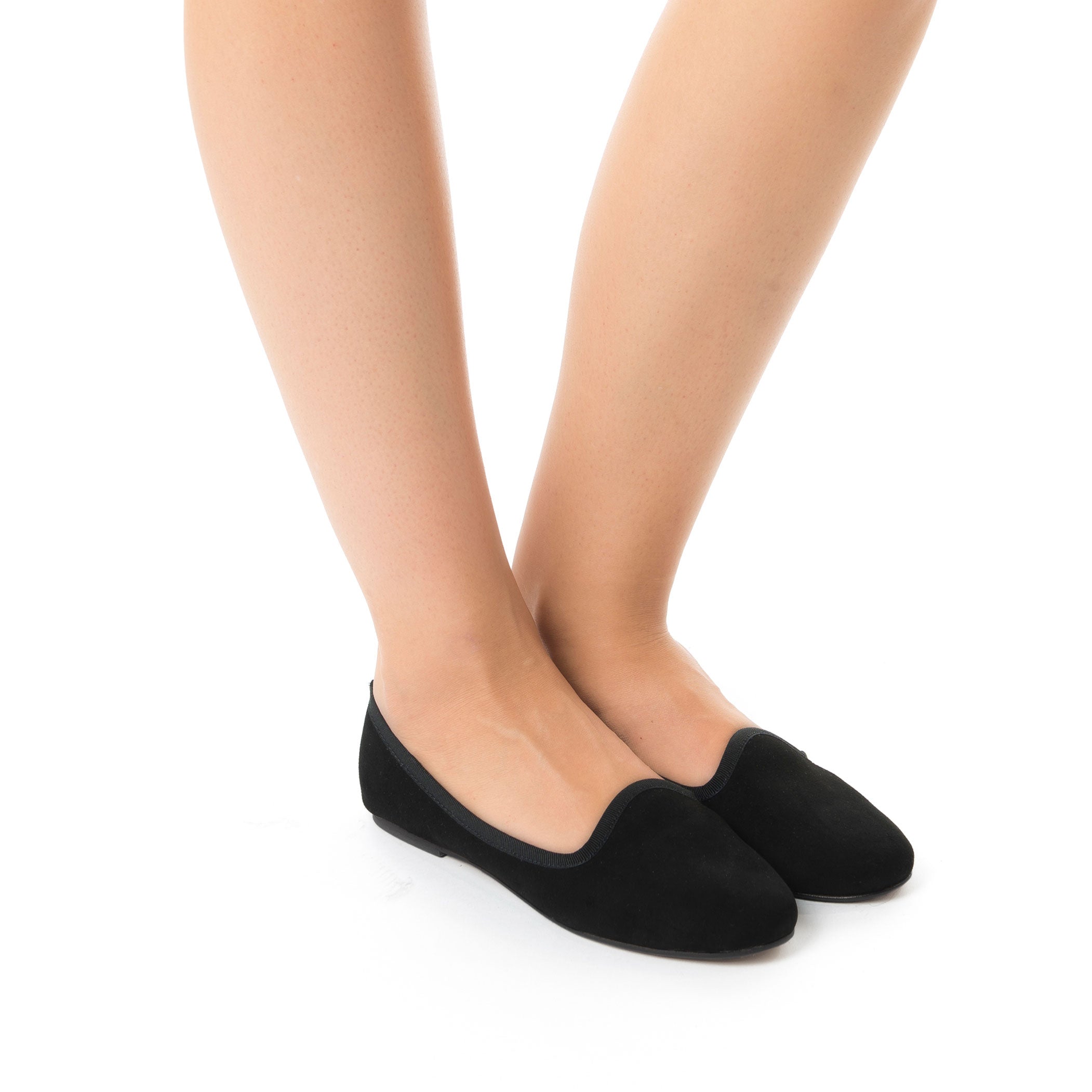 Schwarze Damen-Loafers aus Wildleder