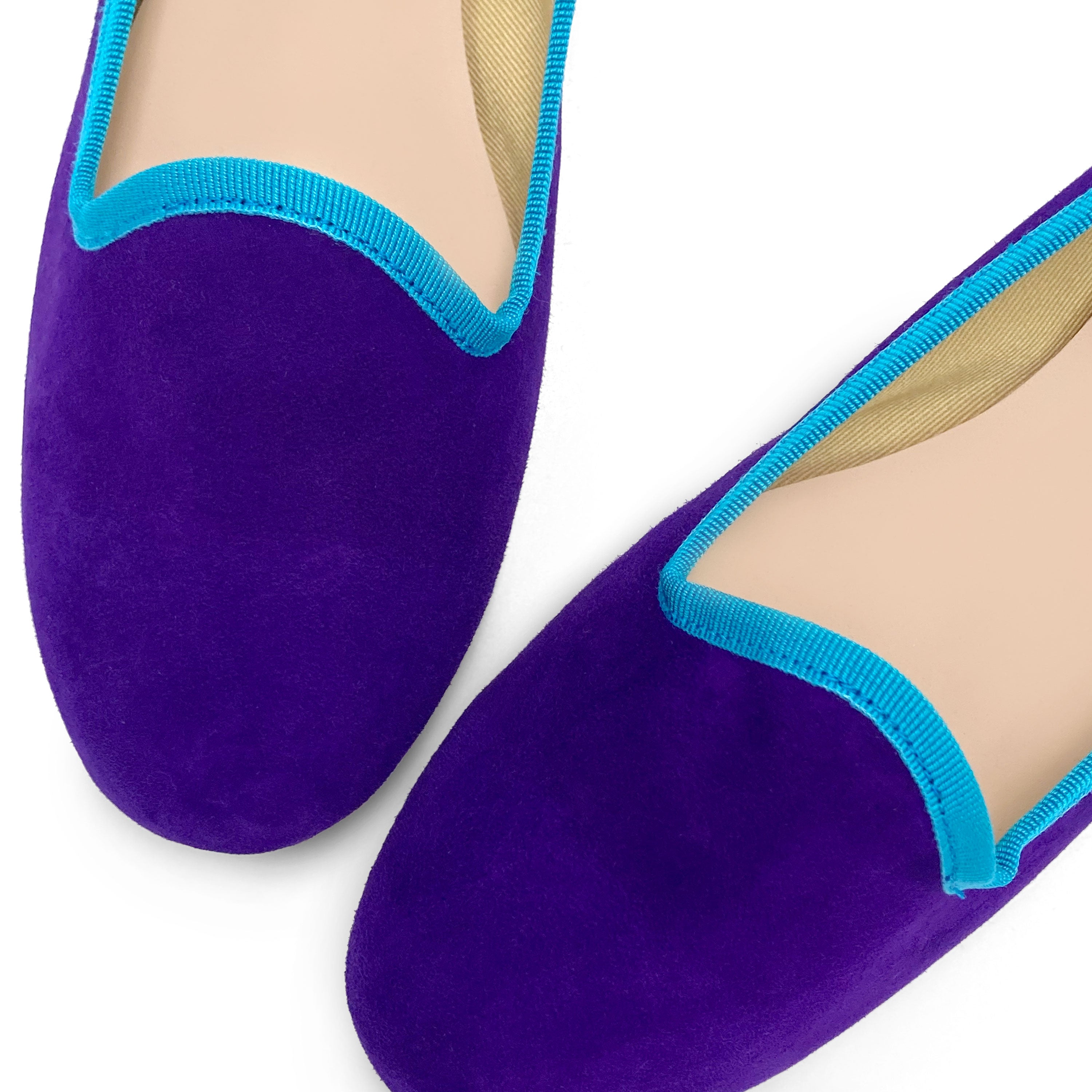 Women’s Purple Suede Loafers with Turquoise Details