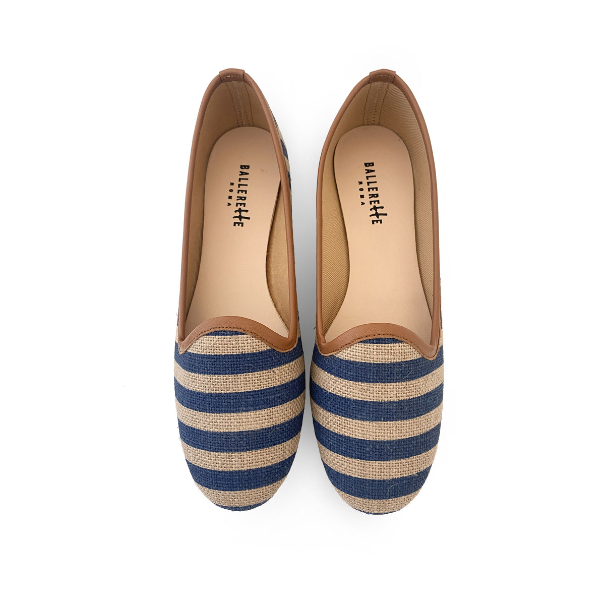 Slippers in juta a righe blue jeans
