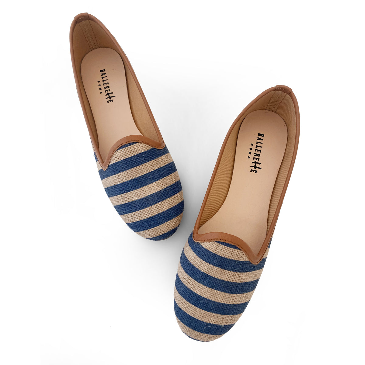 Slippers in juta a righe blue jeans