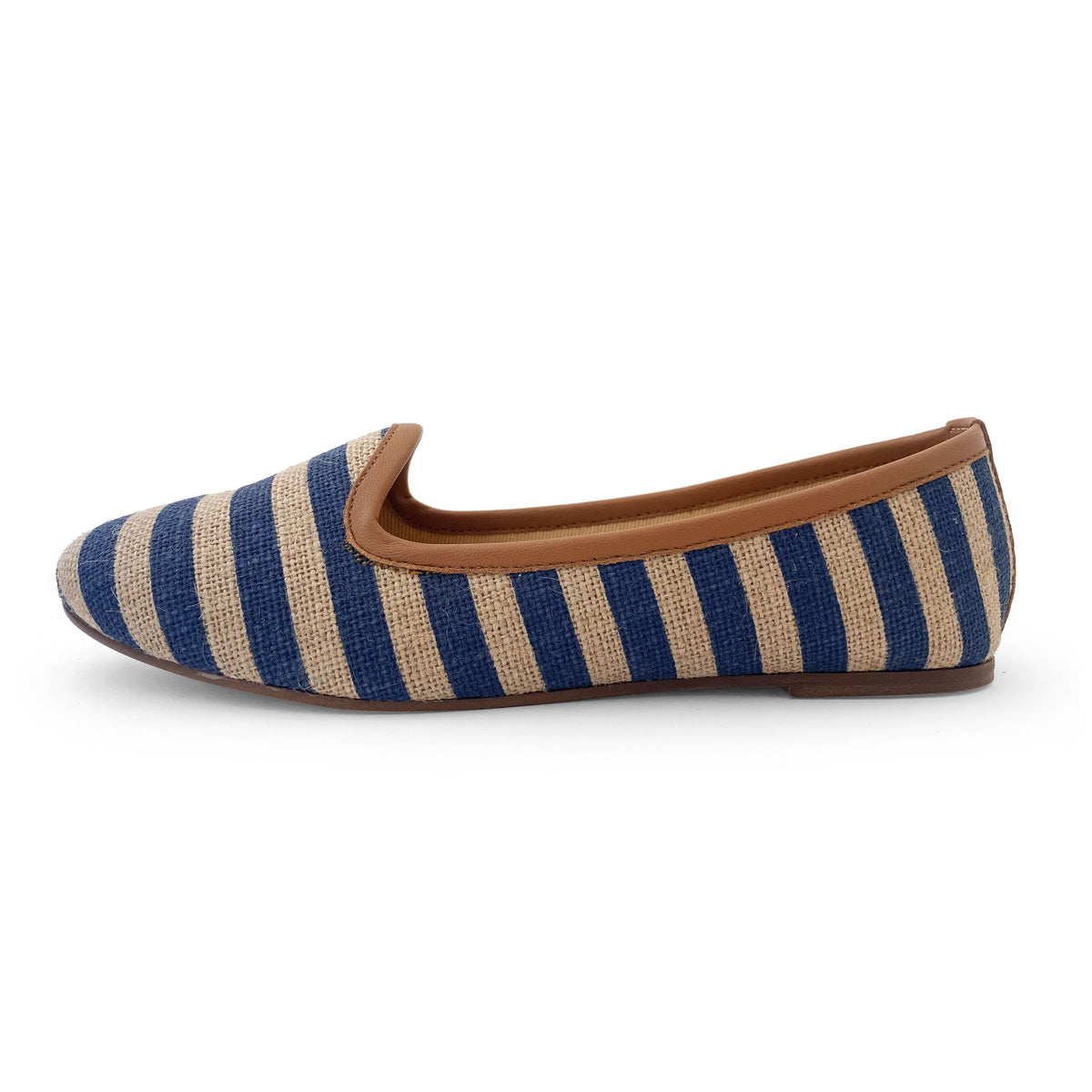 Slippers in juta a righe blue jeans