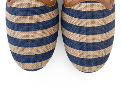Slippers in juta a righe blue jeans