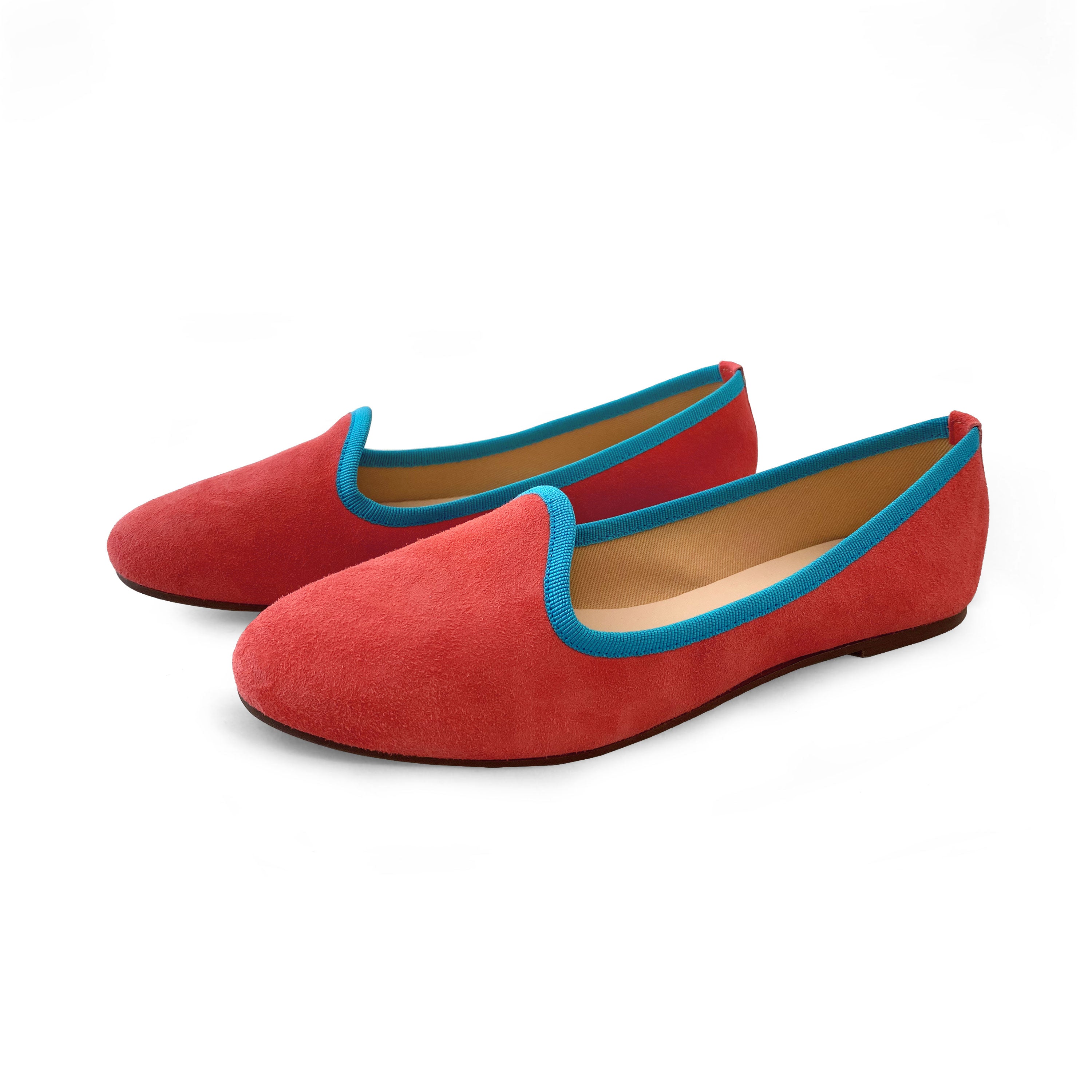 Slippers donna in camoscio rosa corallo