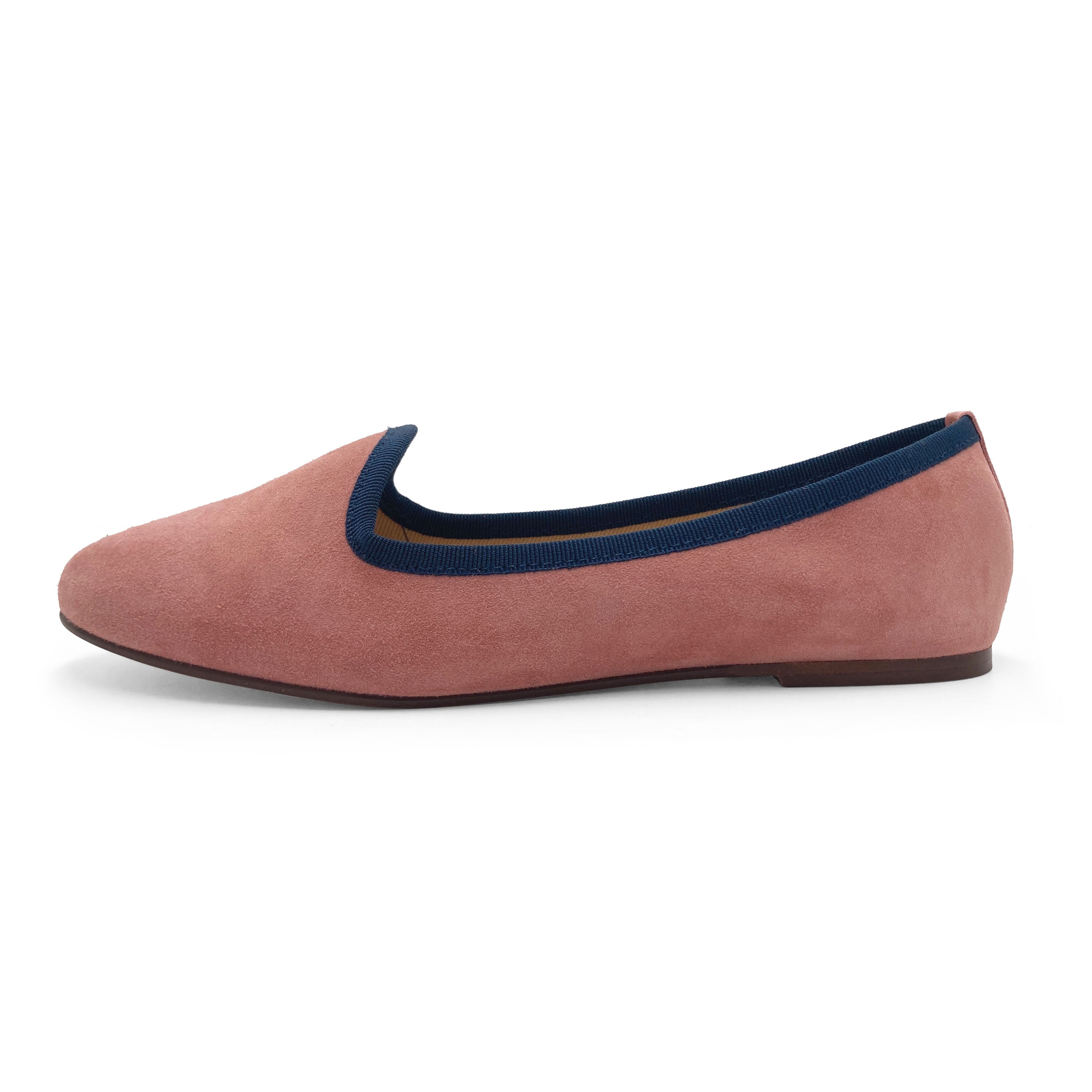 Chaussons femme en daim vieux rose