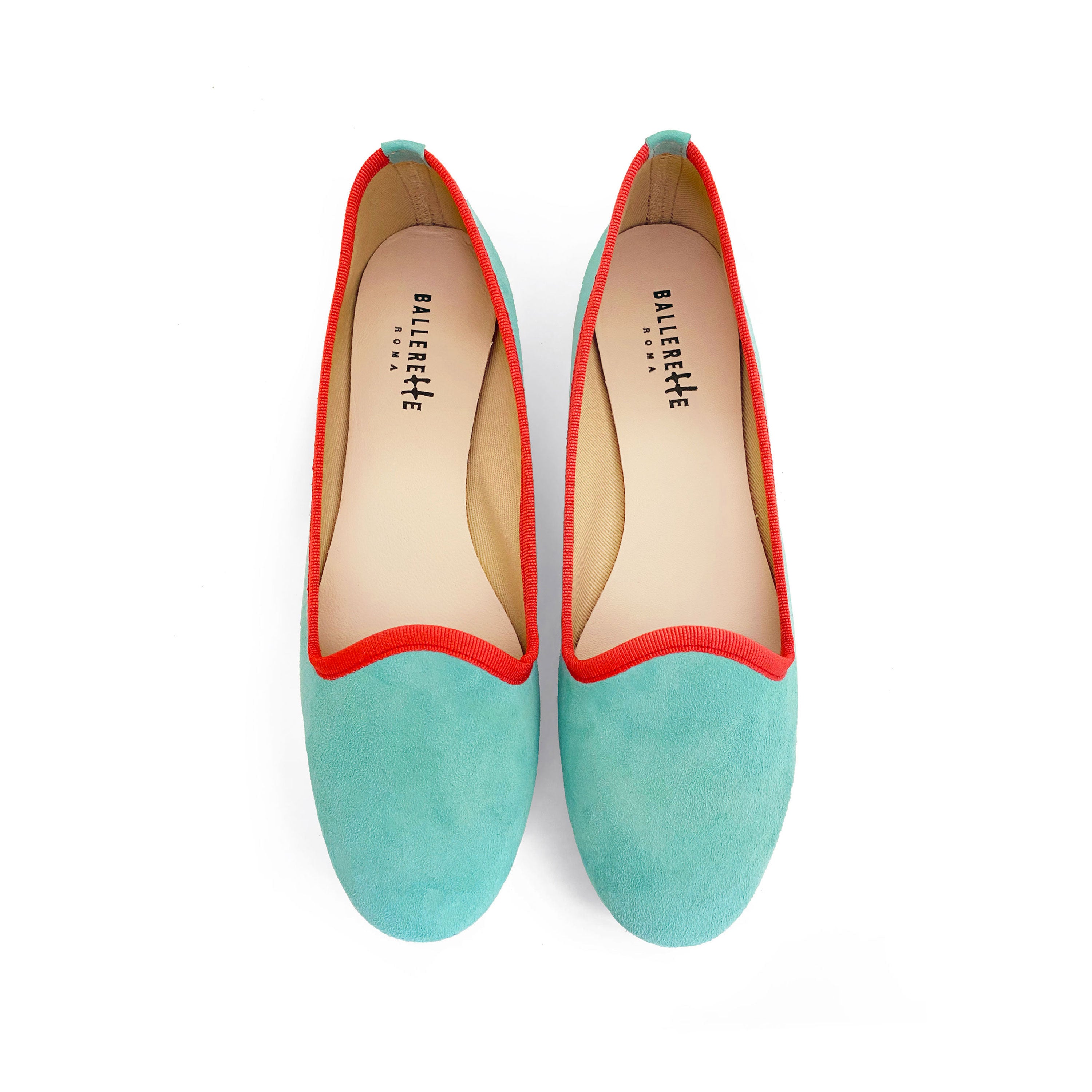 Slippers donna in camoscio acqua e dettagli corallo