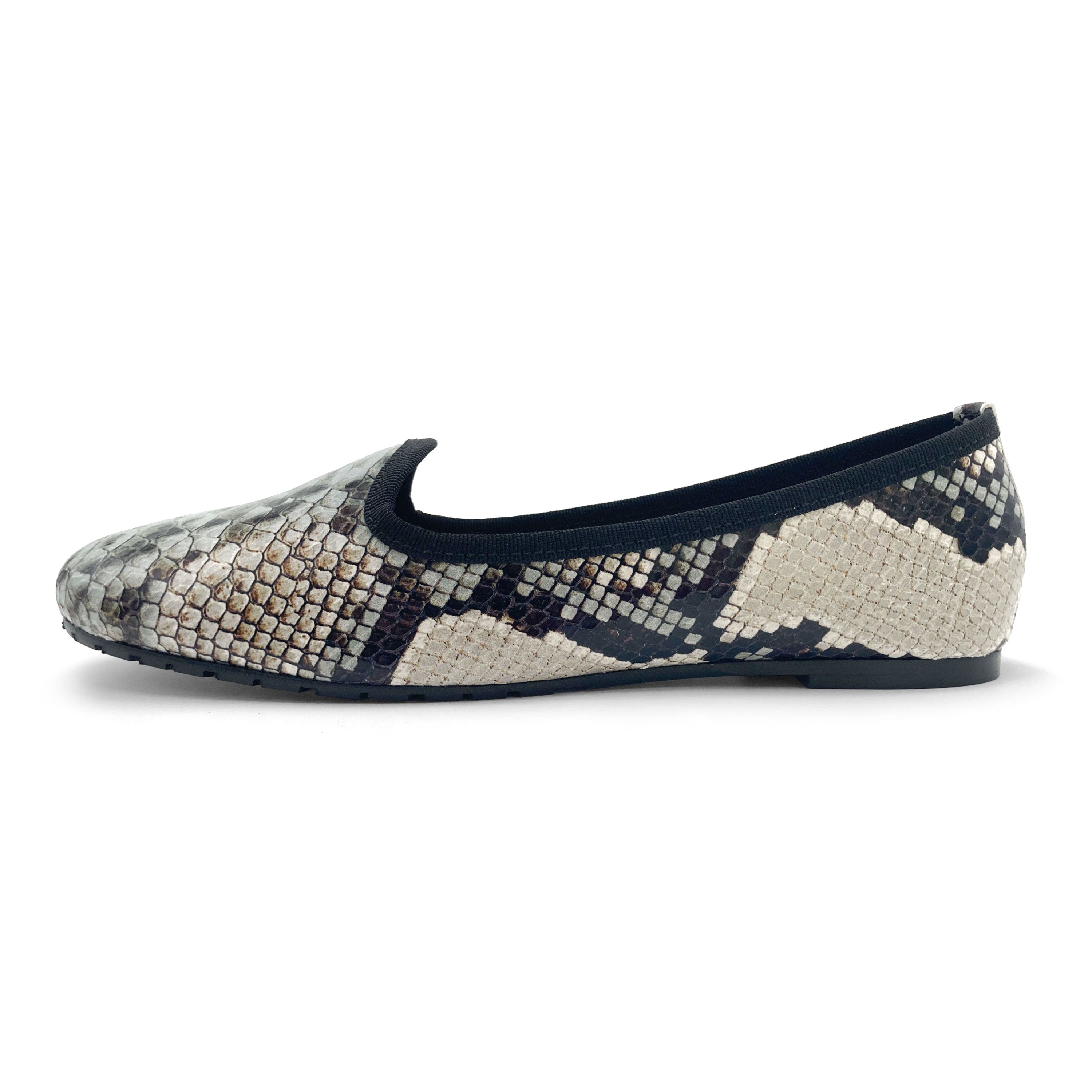 Slippers femme en cuir imprimé python