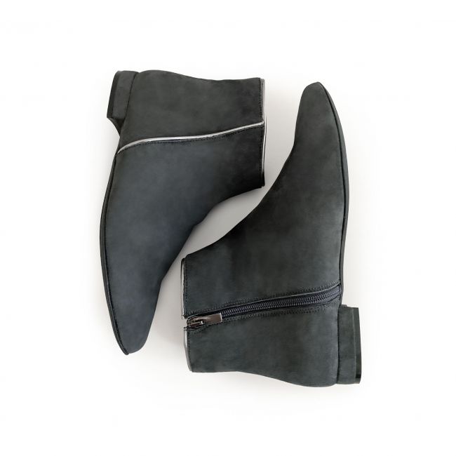 Grey suede ankle boots with iron details
