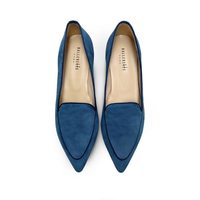 Cobalt blue women's loafers with blue piping