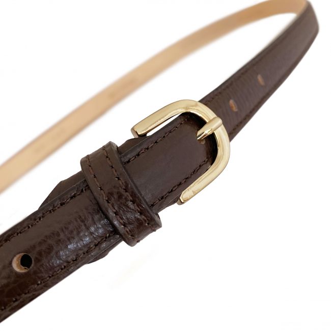 Cinturón de cuero marrón oscuro para mujer