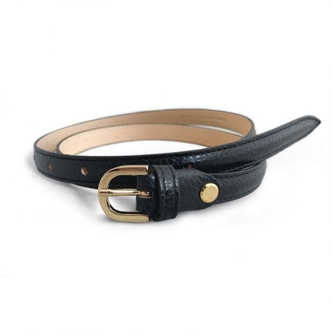 Black leather women's belt