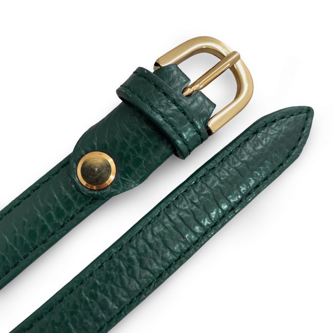 Green leather women's belt