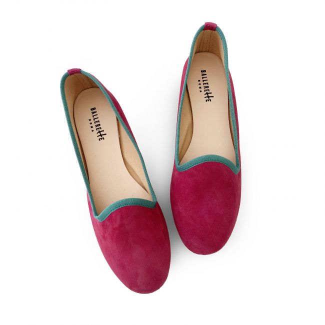 Fuchsia suede loafers