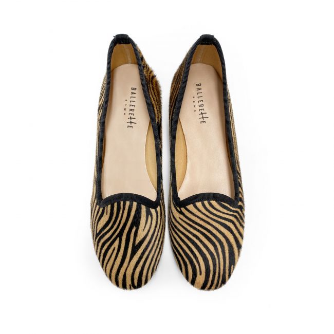 Zebra pattern calf hair women loafers